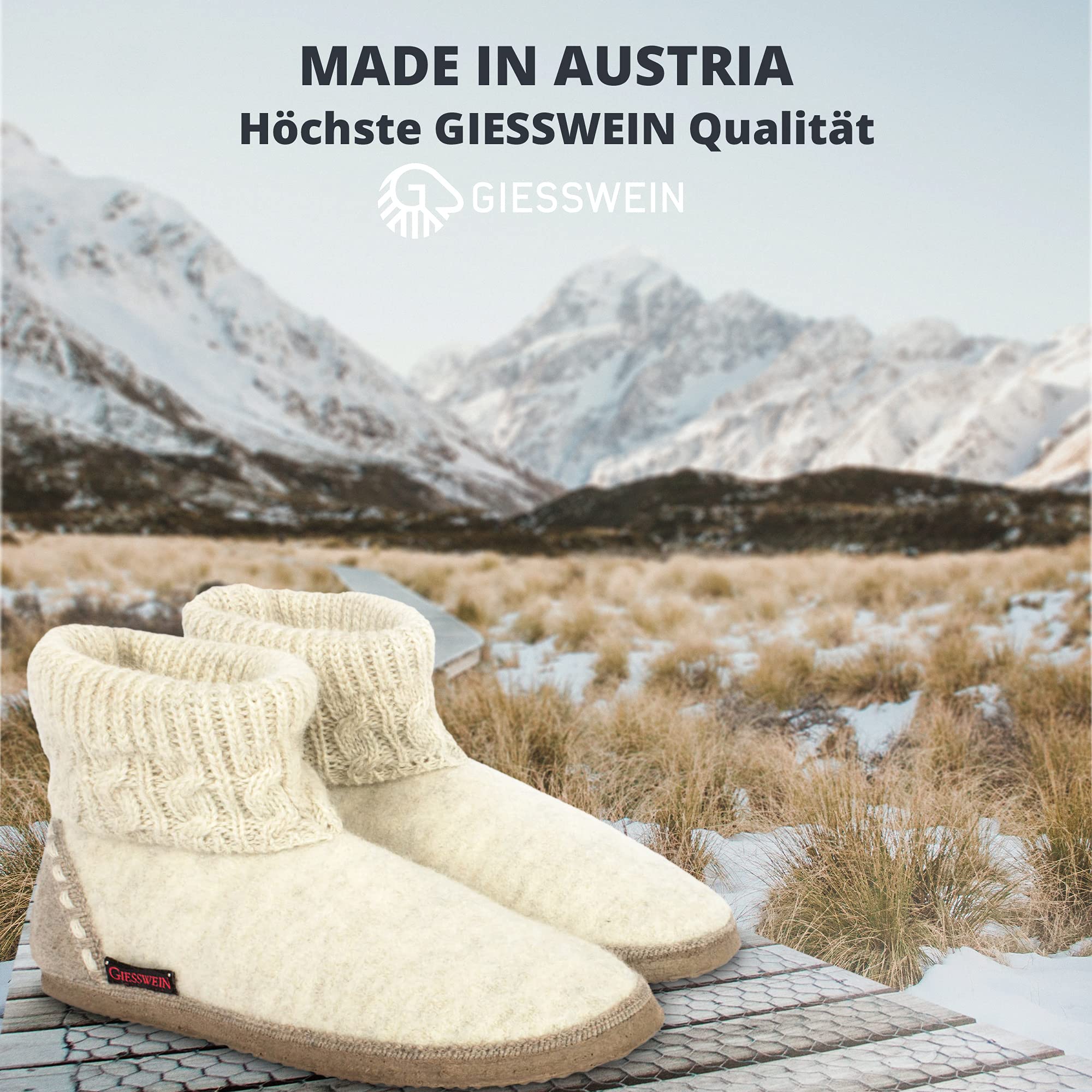 Giesswein Freiburg - Hohe Filz Hüttenschuhe | Hausschuhe für Damen & Herren mit rutschfester Sohle – warme Filzpantoffeln, Unisex für Zuhause