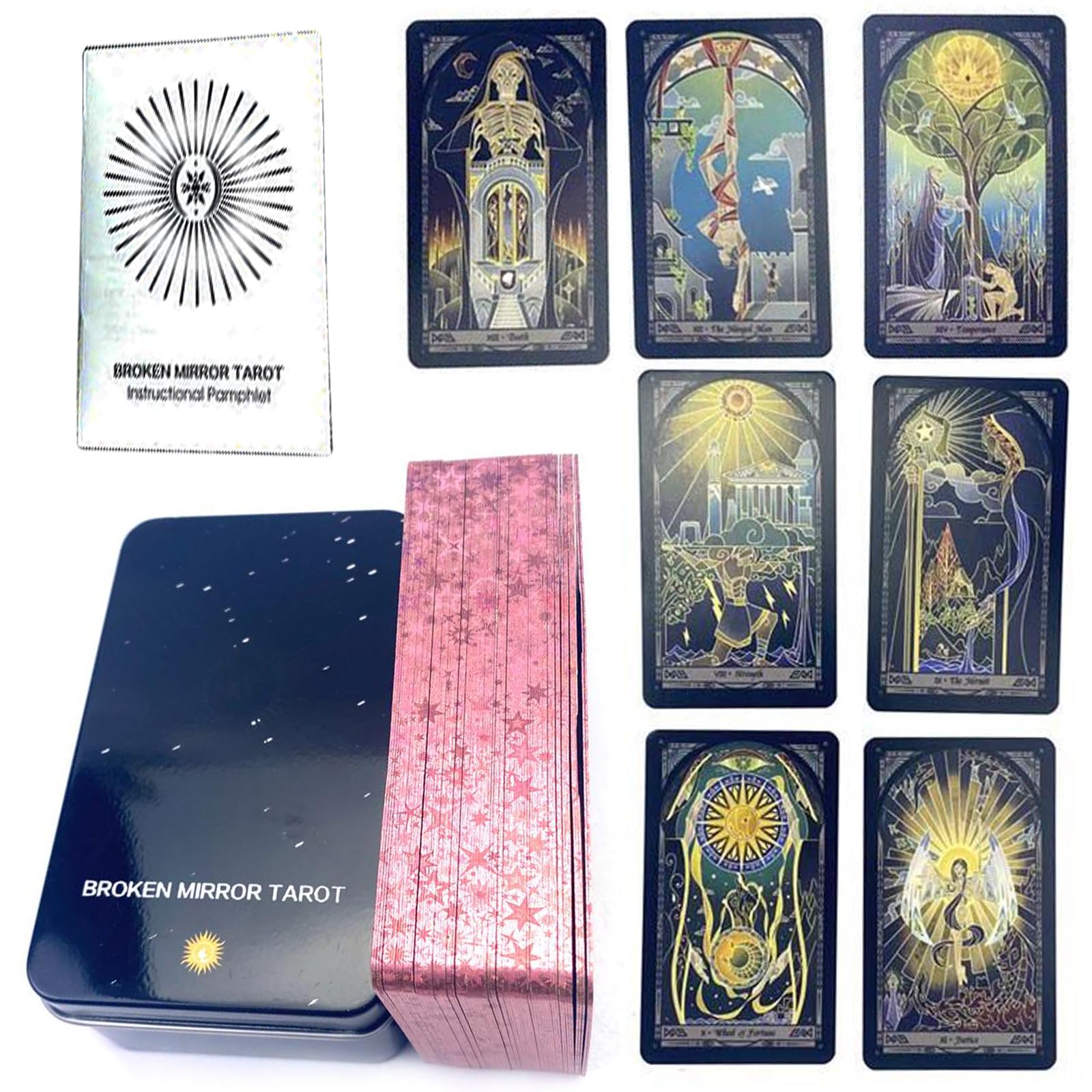 mrdiyshisha Broken Mirror Tarot in A Tin, Pocket Edition Gilded
