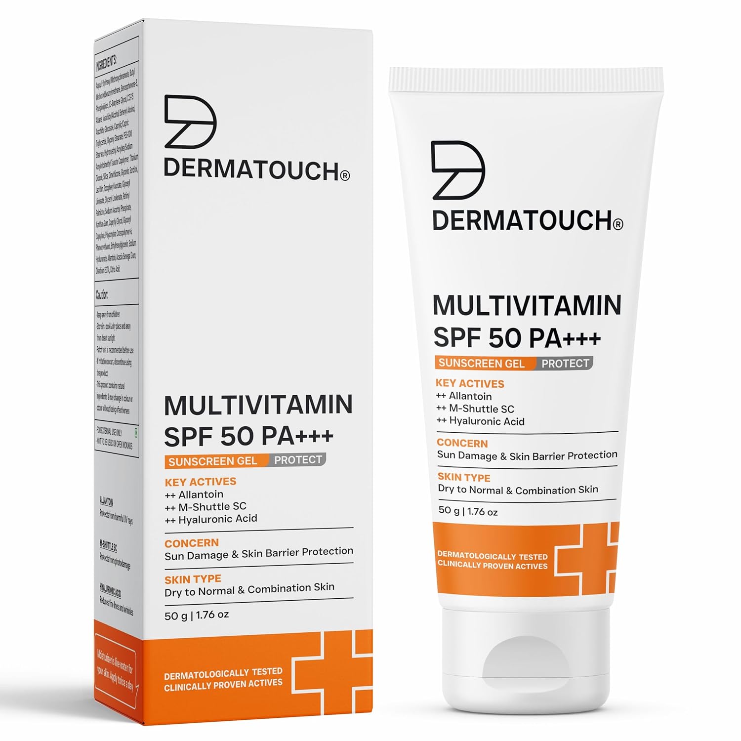 DERMATOUCH Multivitamin Spf 50 Pa+++ Sunscreen Gel For All Skin Types | Uva-Uvb Protection |Zero White Cast | Unisex | 50G DERMATOUCH Multivitamin Spf 50 Pa+++ Sunscreen Gel For All Skin Types | Uva-Uvb Protection |Zero White Cast | Unisex | 50G