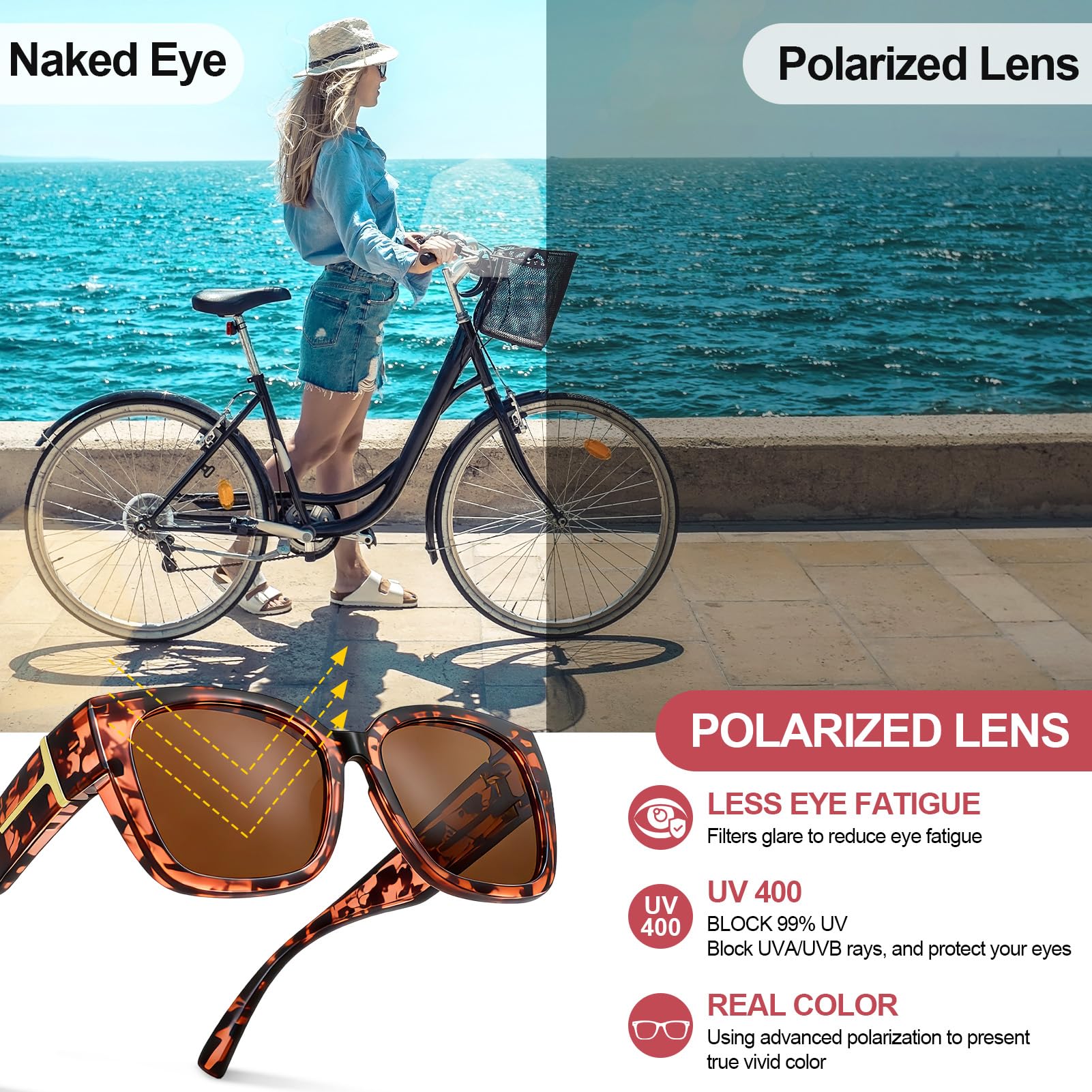 JATEBI 3er-Pack übergroße Brille Sonnenbrille für Frauen Männer polarisierte Passform über Sonnenbrillen UV400 Schutz