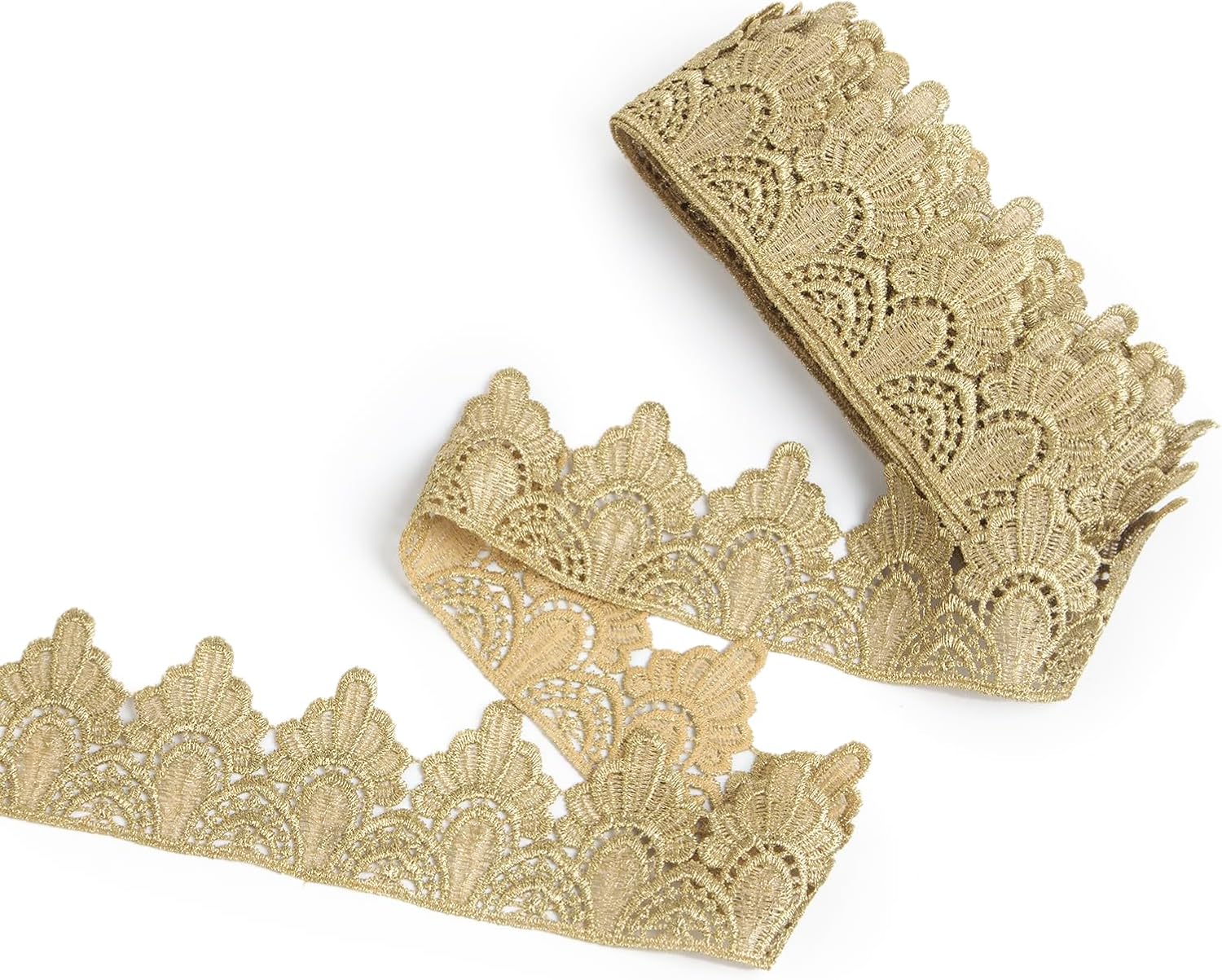 5 Yards Golden Lace Trim Embroidery Edge Lace Ribbon Trimmings Fabric (Gold #B18 (5 Yards))