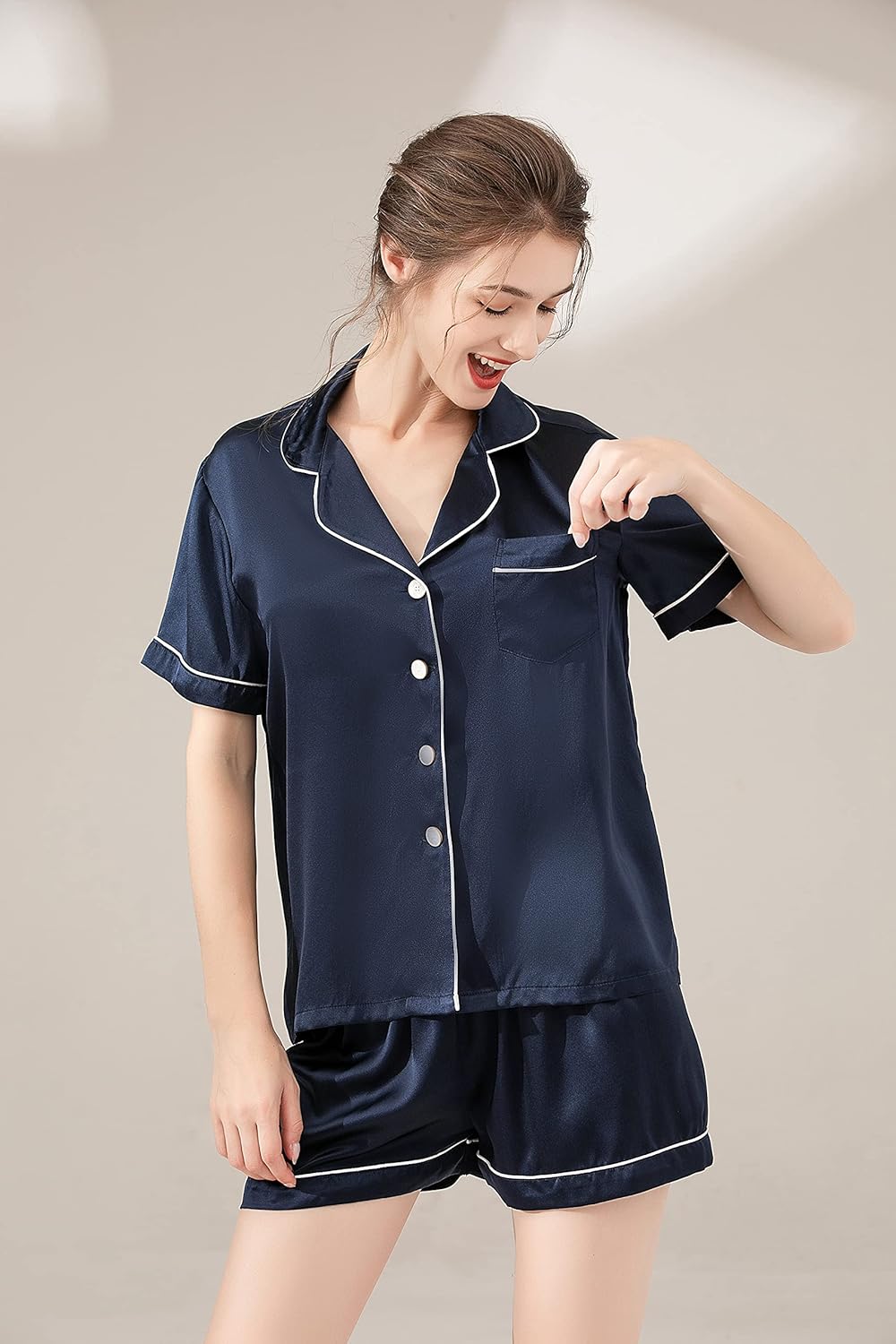LEPTON 100% Mulberry Silk Short Sleeve Pajama Set - Image 4