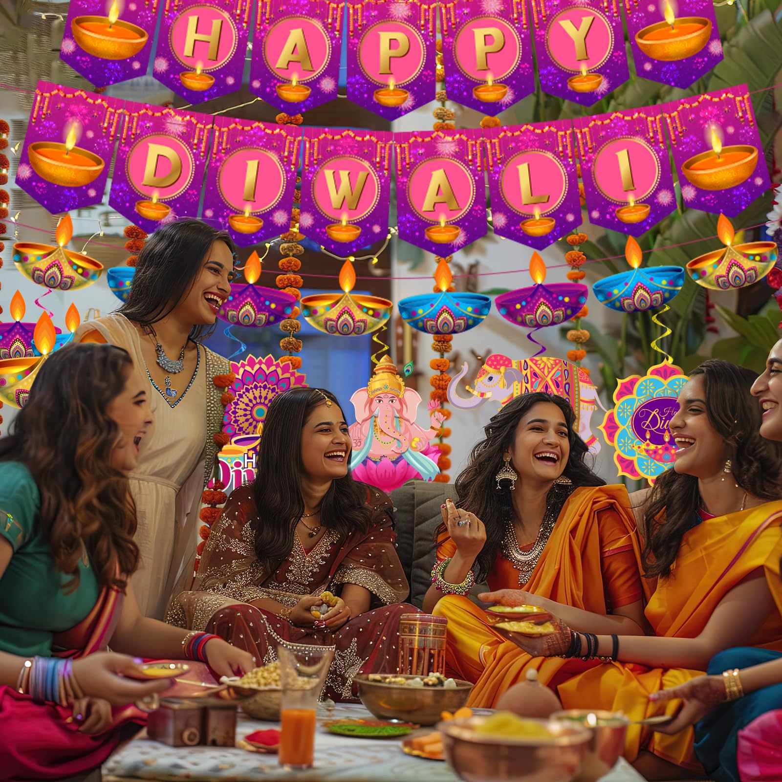 Decorazioni Diwali Happy Diwali Banner 71x12 pollici Portico