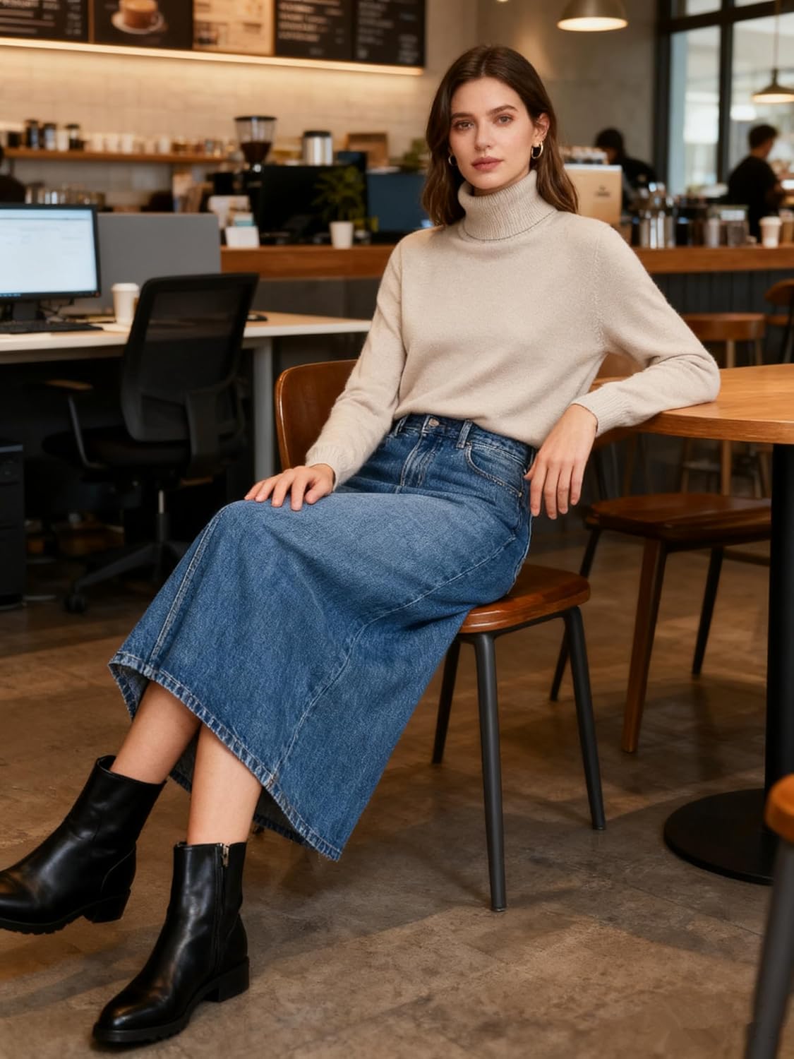 DAIMIDY Turtleneck Sweaters for Women Long Sleeve Knit Pullover Sweater Top Fall Winter Fashion Outfits - Image 2