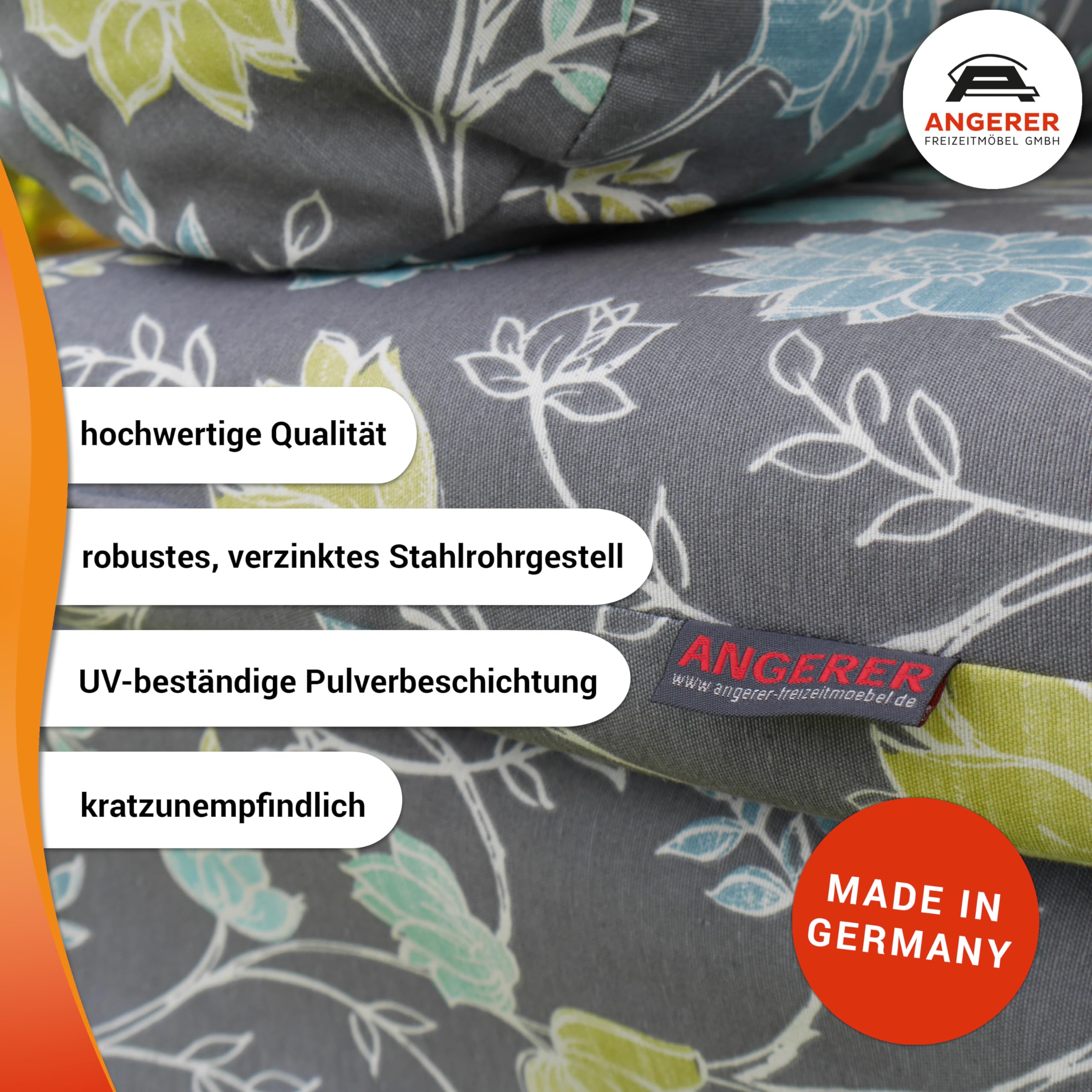 ANGERER Hollywoodschaukel Dream grün einfarbig | Gartenschaukel Made in Germany, Schaukel zum Sitzen, Liegen und Entspannen, inklusive Bett-Funktion, einfache Montage