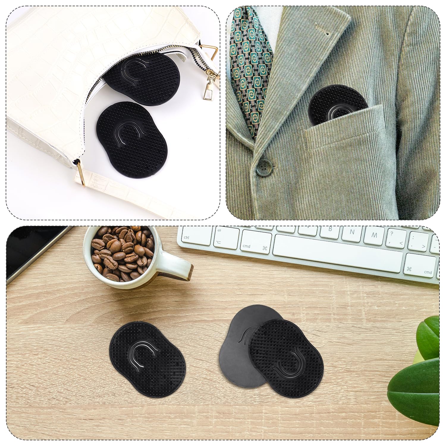 Peines de palma de bolsillo, cepillo masajeador para el cabello, peines de palma para hombres, cepillo de bolsillo negro (10 unidades tipo dedo)