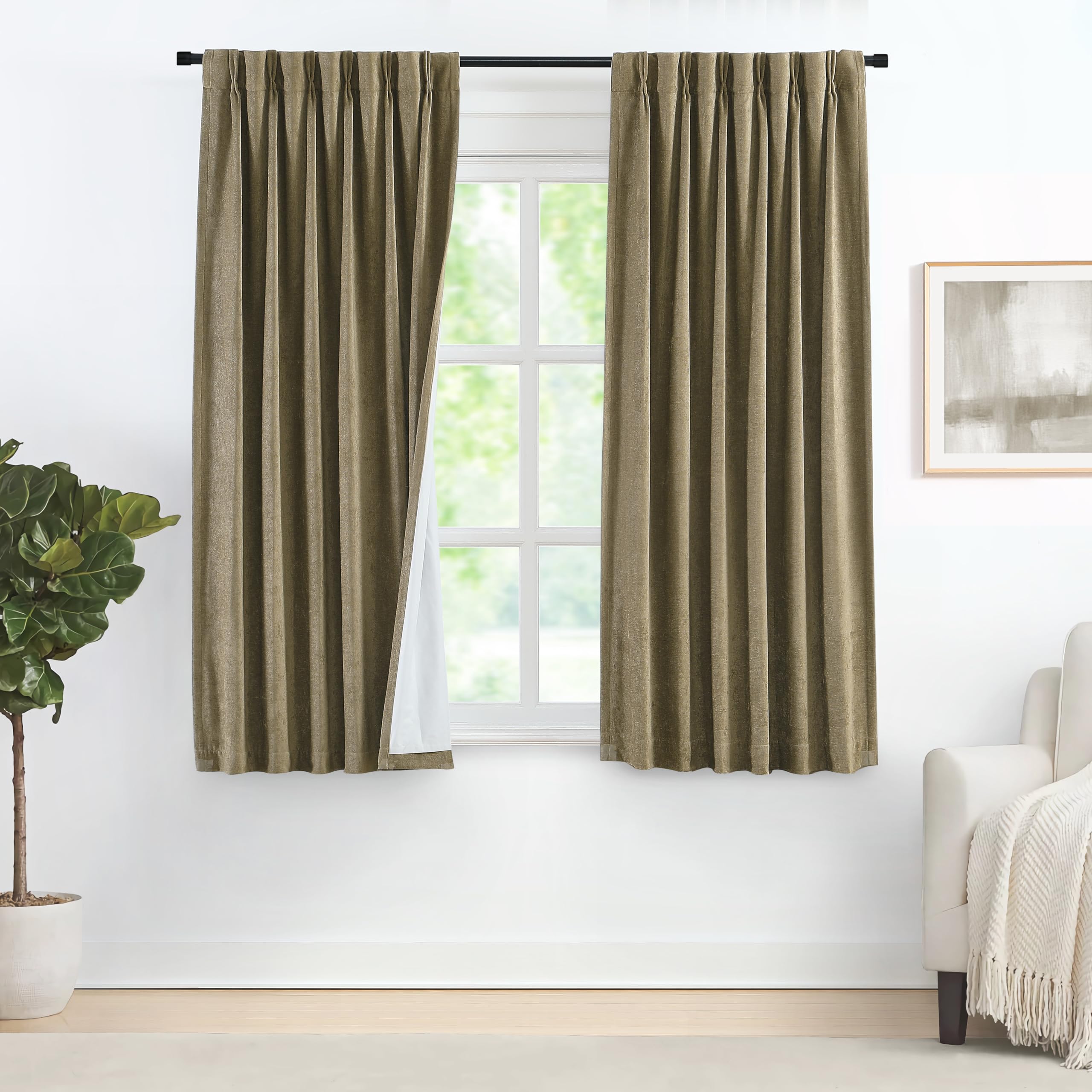 Rideaux En Velours 2 Pcs Crème 225 X 140 Cm Velours | Leroy Merlin