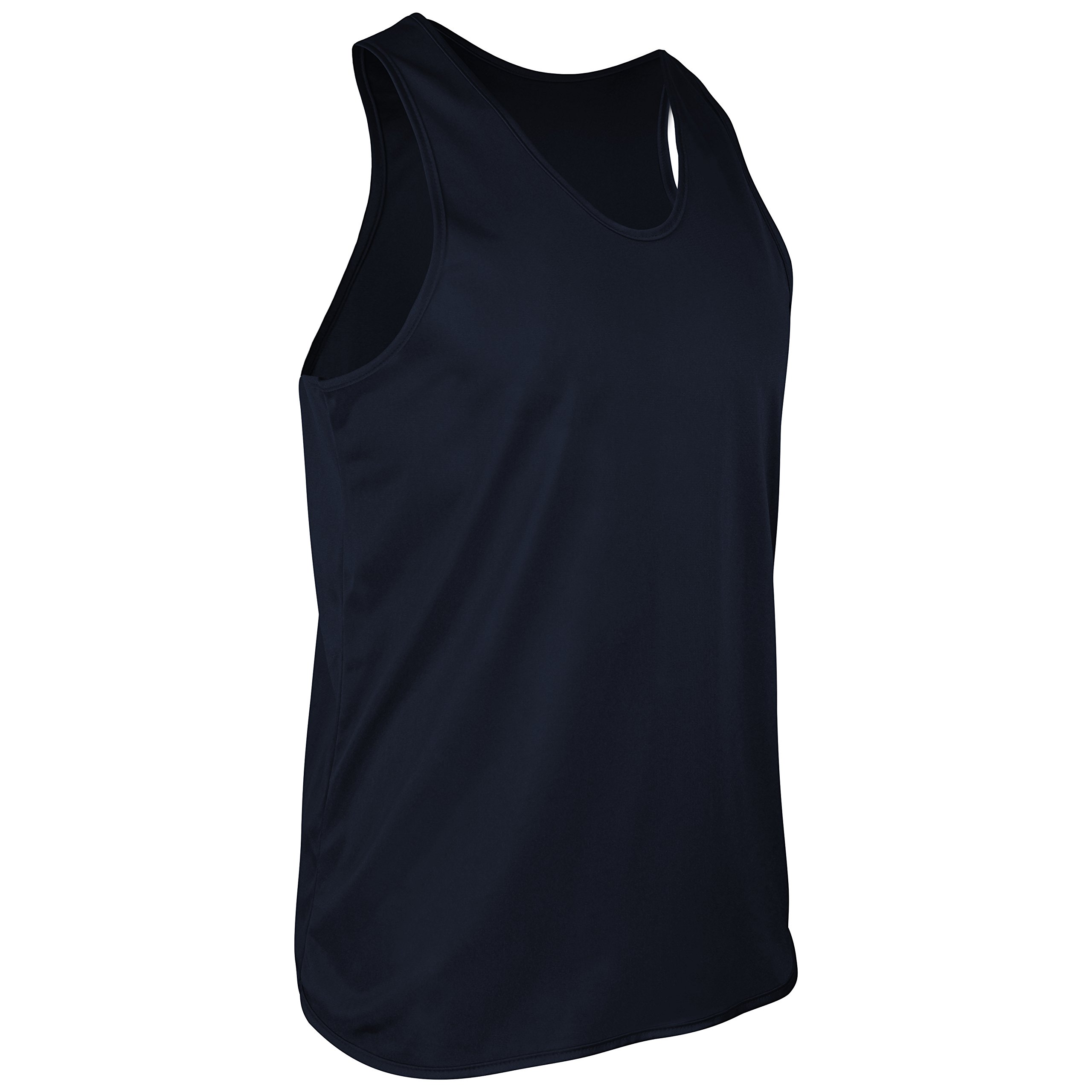 TR-903-CB Men’s Athletic Single Ply Solid Color Light Weight Sheer Fabric Track Singlet (X-Large, Navy)