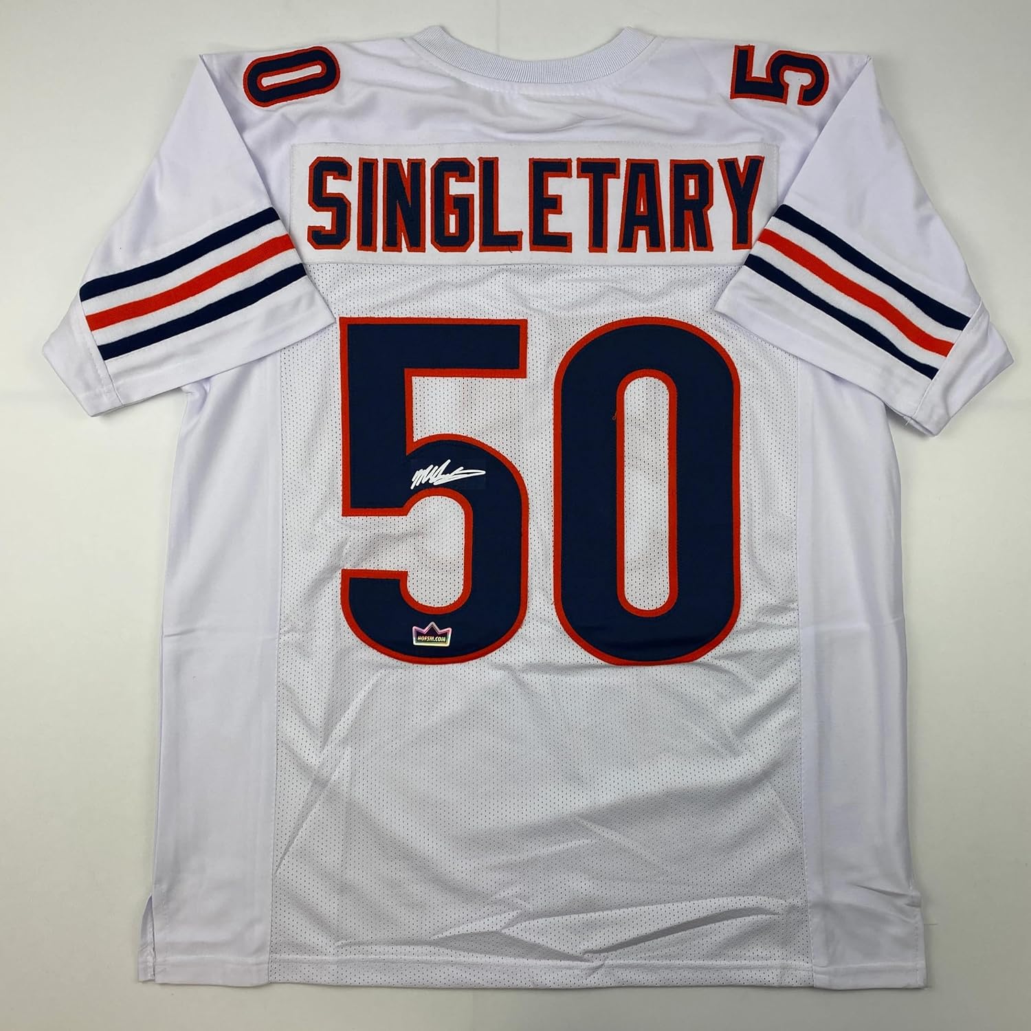 Facsimile Autographed Mike Singletary Chicago White Reprint Laser Auto Football Jersey Size Men's XL