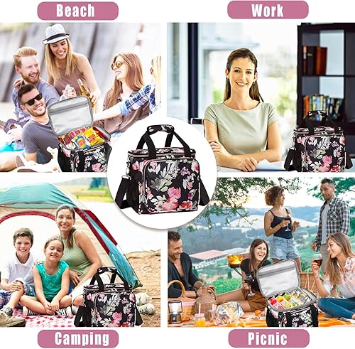 Miniatura 7 de GLENKEY Lonchera térmica para mujer, ligera, grande, a prueba de fugas, suave, con correa para el hombro, para adultos, trabajo, vuelo, playa,