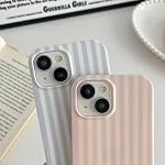 for iPhone 15 Case Cute Striped Phone Case Soft TPU Slim Shockproof Protective Cover for Women Girls, Pink and Yellow