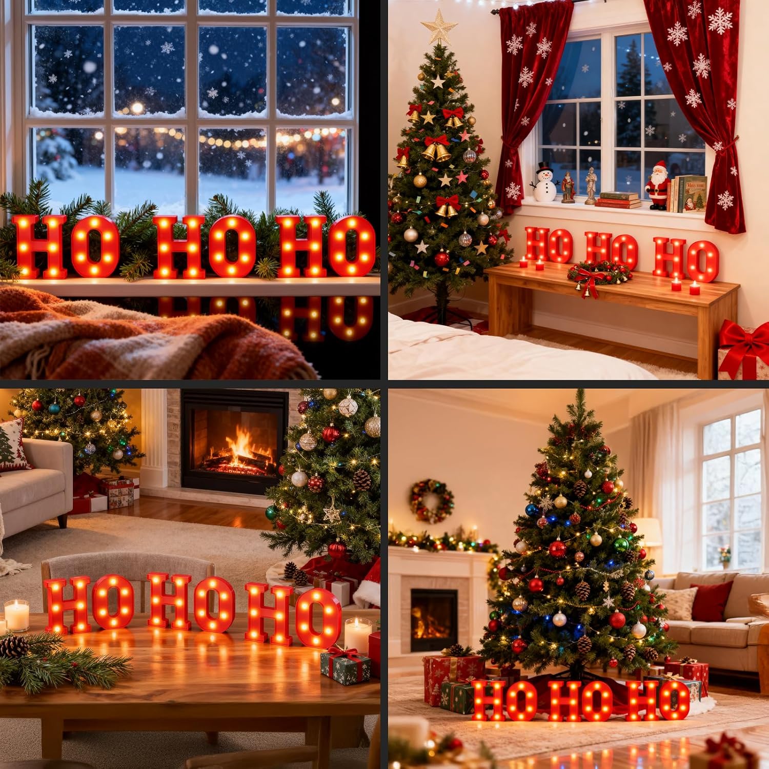 HOHOHO Christmas Light Up Letter Table Decorations, LED Marquee Lights Sign for Indoor Outdoor Home Bedroom Fireplace Bar Xmas Party Decor - Image 5