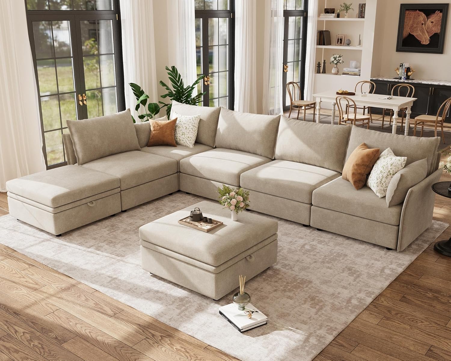 ABCASA 134.6″ Oversized Modular Sectional Sofa, Large 7