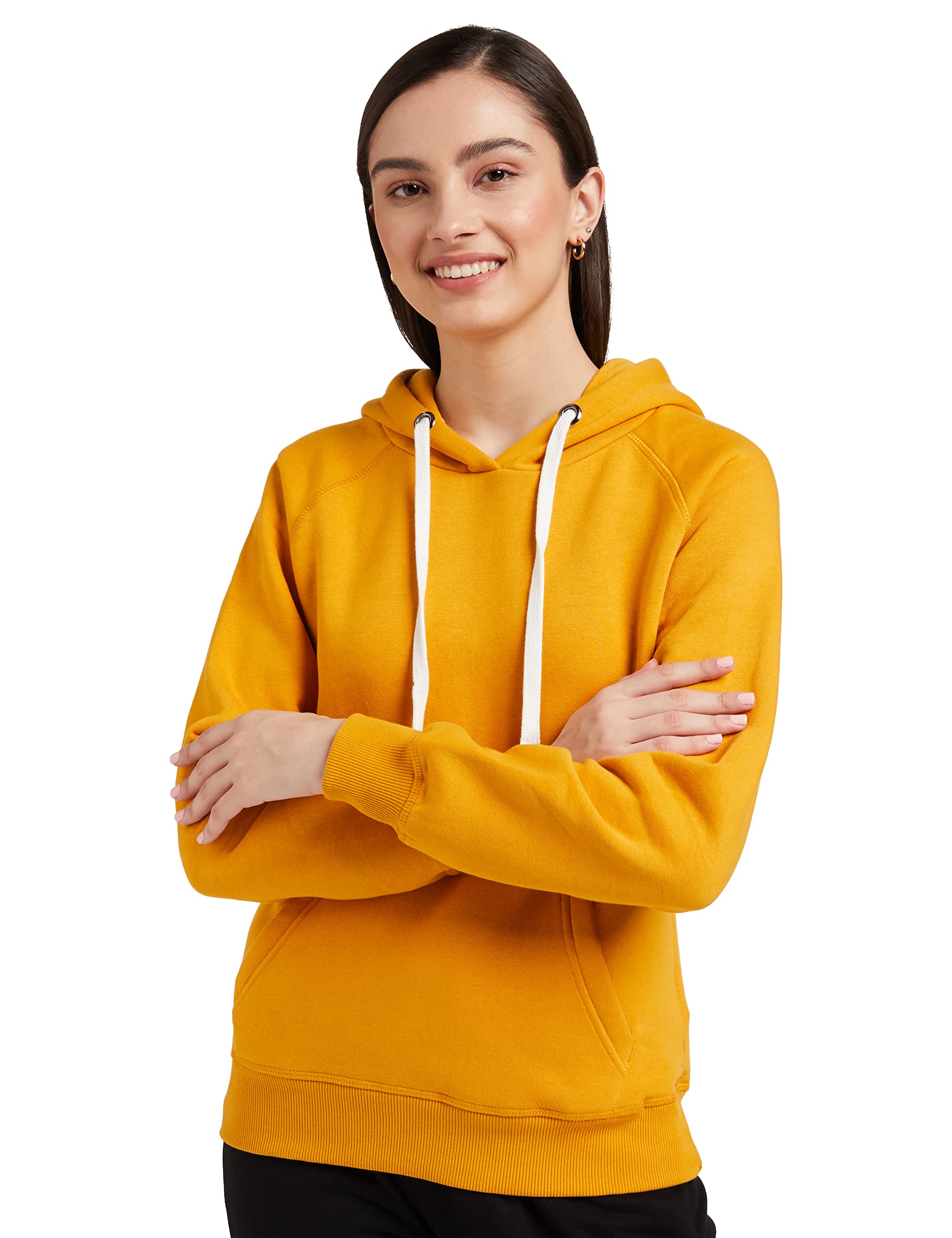 amazon brand - symbol Women's Regular Fit Cottonblend Hooded Neck Sweatshirts (AW18WNSSW02_Sunflower_Small_Sunflower_Yellow_S)-picture-23