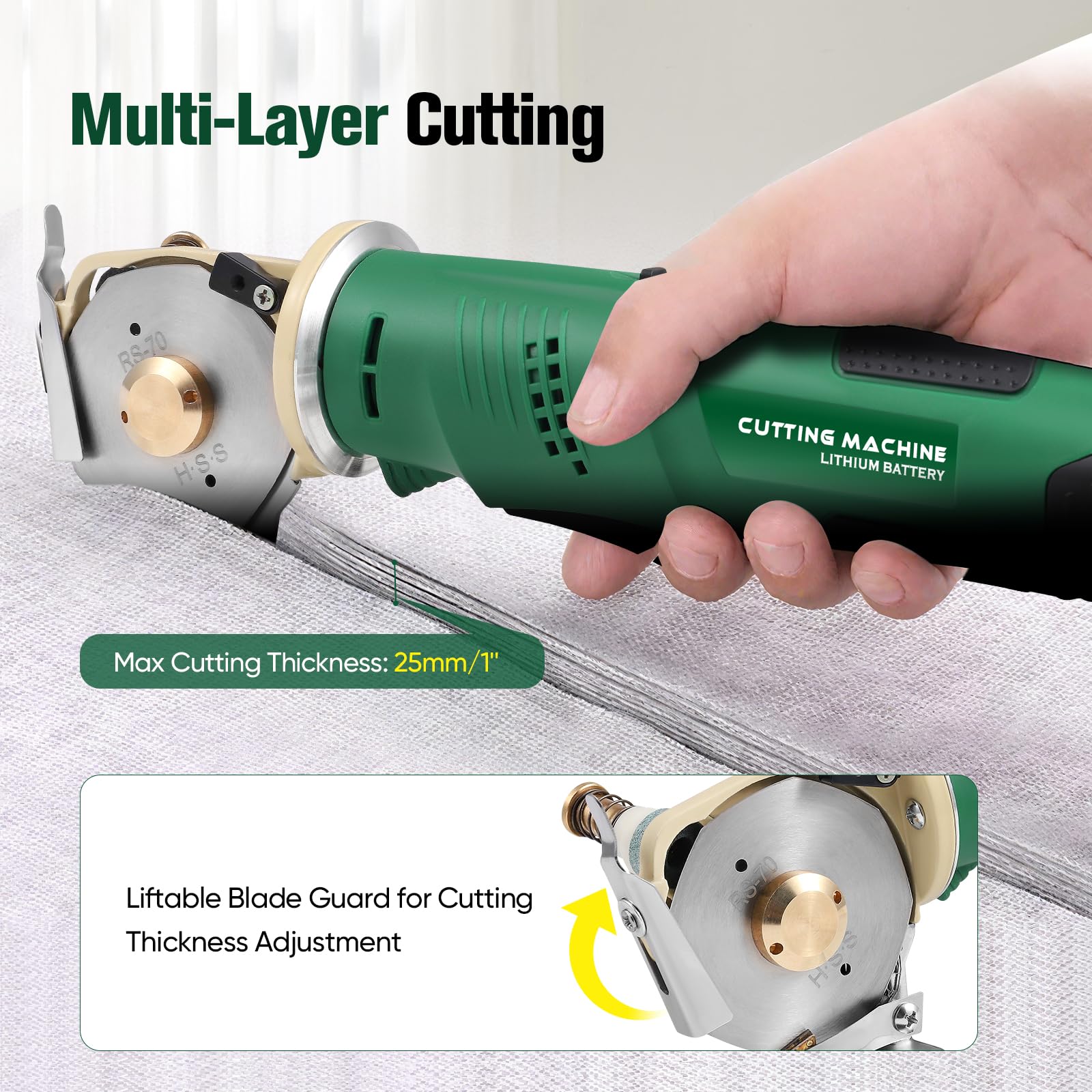 Portátil tijeras electrica costura 240W 2000mAh cortador de tela 2000RPM tijeras eléctricas para cortar tela espesor máximo de corte 25mmpara cuero,caja de cartón..