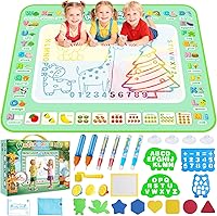 40x32 Inch Water Doodle Mat - Mess Free Toddler Coloring Toy for Ages 2-8 Boys Girls | Educational Doodle Board with Stamps Templates Birthday Gifts