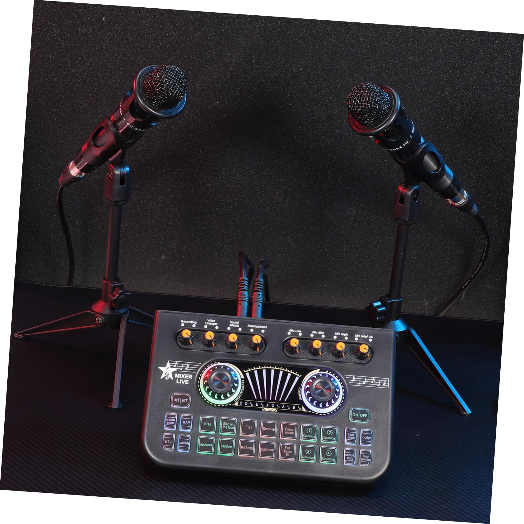 E300 Doppelmikrofon X3 Audiomixer Satz für Podcast und Dj | Schwarz, Metall Kunststoff, 1 Satz, für Streaming und Einsteiger, mit Stimmverzerrer
