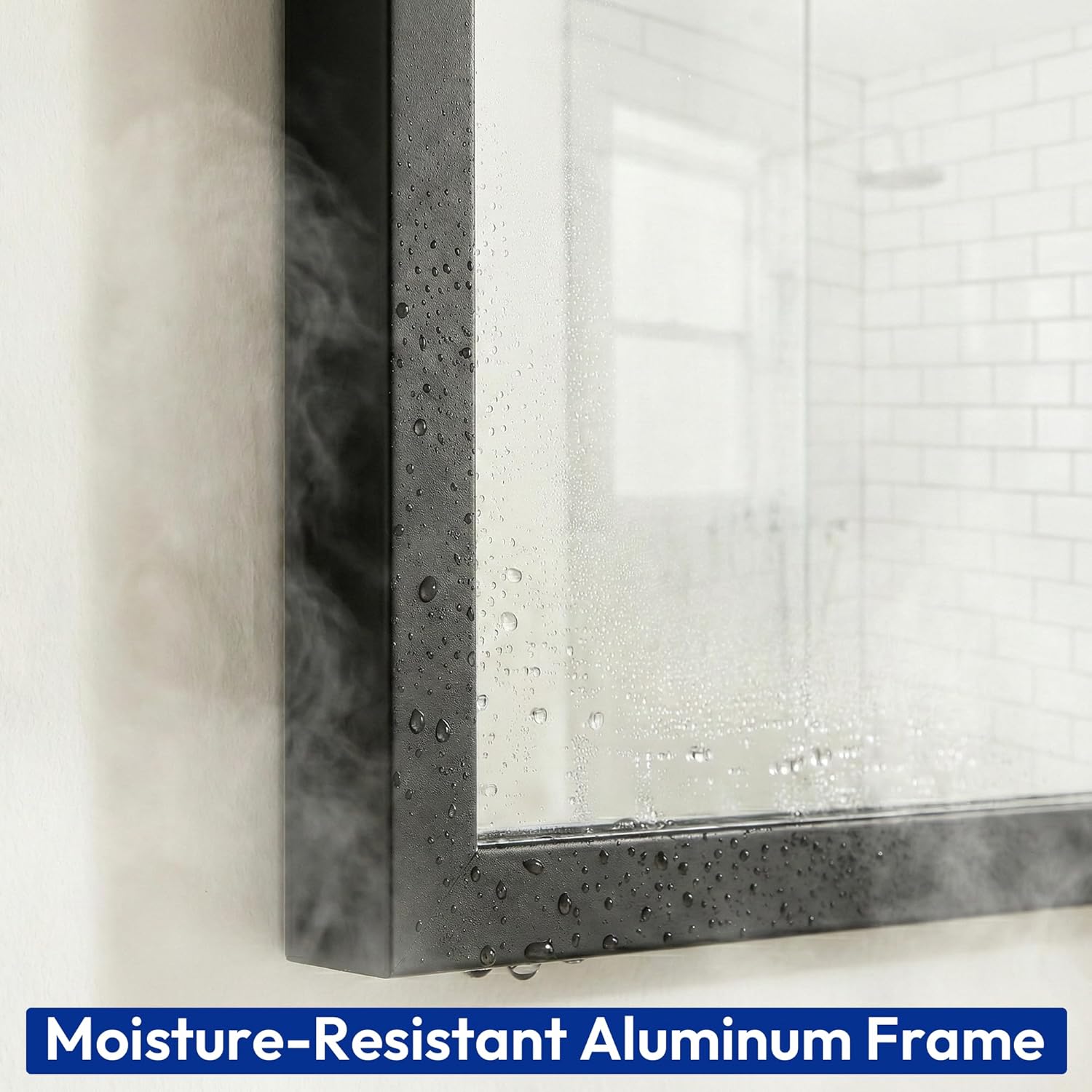 30" x 30" Square Matte Black Wall Mirror, Modern Geometric Metal Framed Decor, Bathroom Vanity & Entryway Accent Mirror, Flush Mount