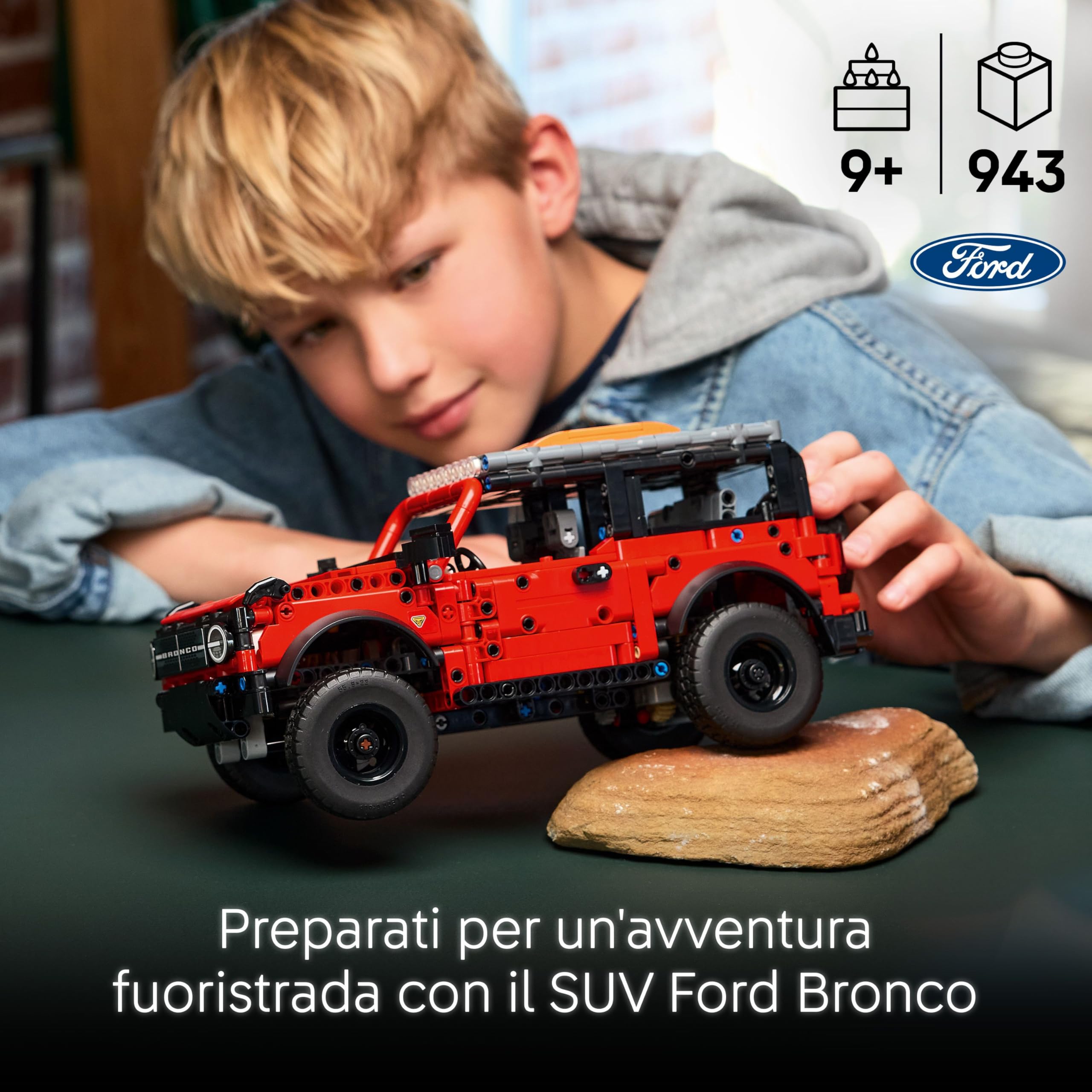 LEGO Technic SUV Ford Bronco - Macchina Giocattolo Off Road - Modellino di Auto con Porte Apribili, Motore V6, Sospensioni e Sterzo - Regalo da Collezione per Bambini da 9 Anni in su - 42213