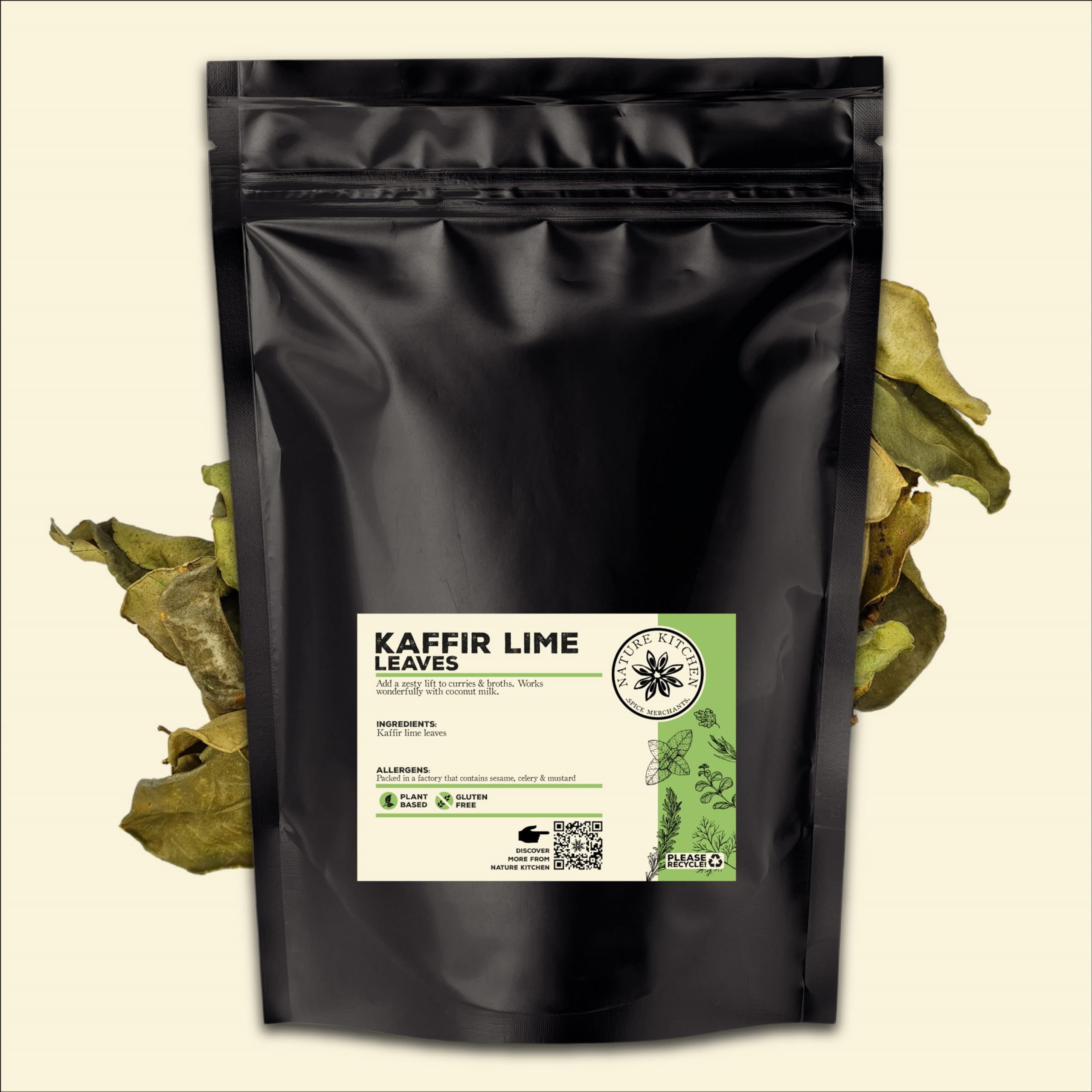 Nature Kitchen Kaffir Lime Leaves, 30g Premium Dried Citrus Leaves for Thai Cooking, Gluten Free, Vegan, Intense Aromatic Ingredient for Curries, Soups, Stir Fries and Asian Cuisine