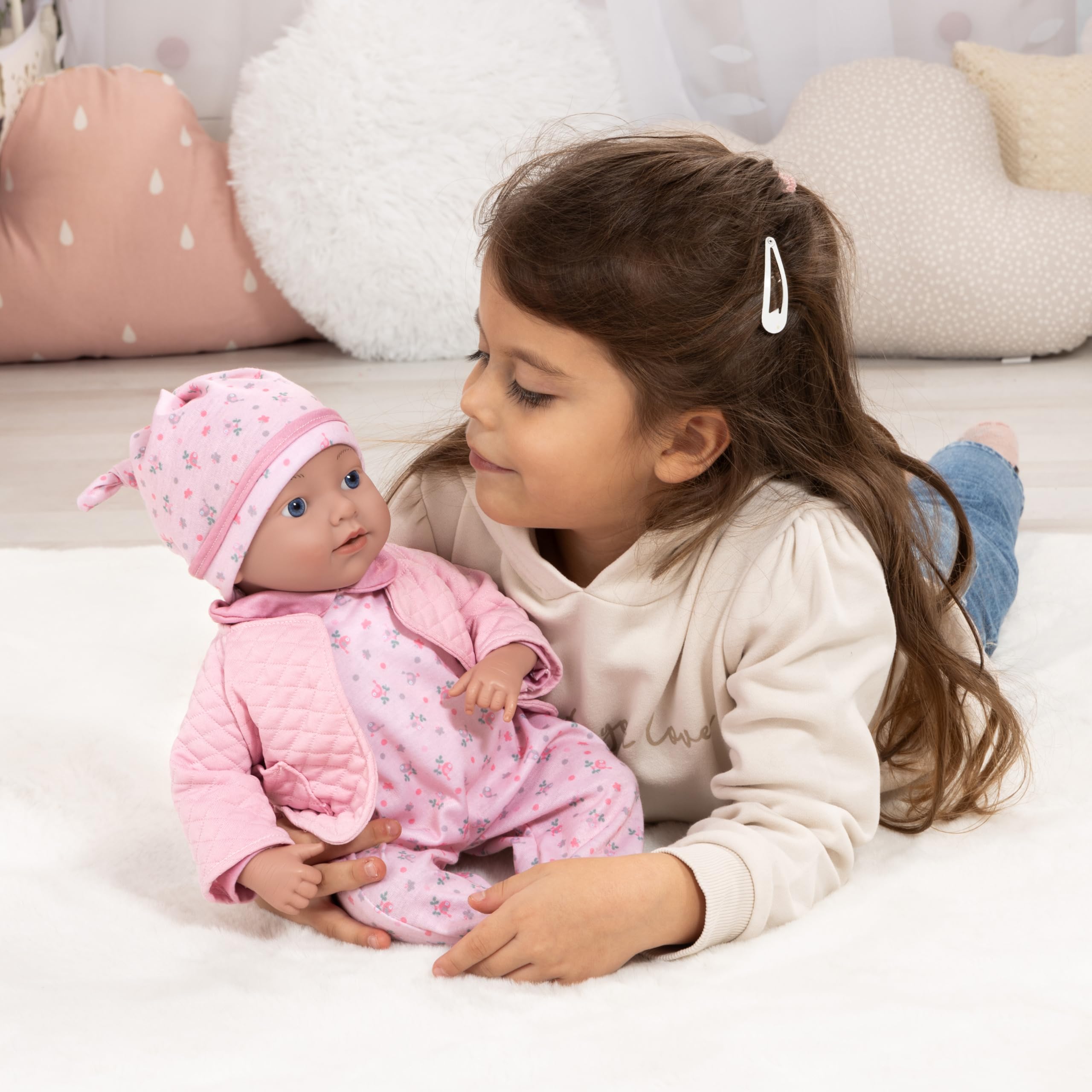 Bayer Design bambola reborn reale 38 cm, come vere, con ciuccio, biberon | bambola neonata, ricca di dettagli, con un bellissimo completino e accessori, ideale per i giochi di ruolo dei bambini