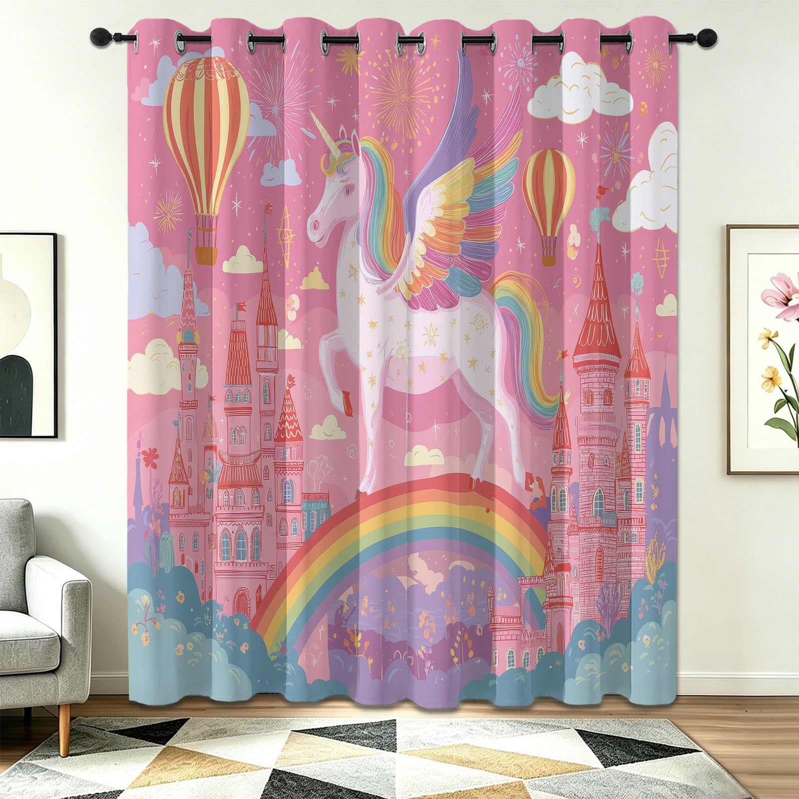 Rideaux anti-bruit pour chambre et salon Rose Rêve motif féerique