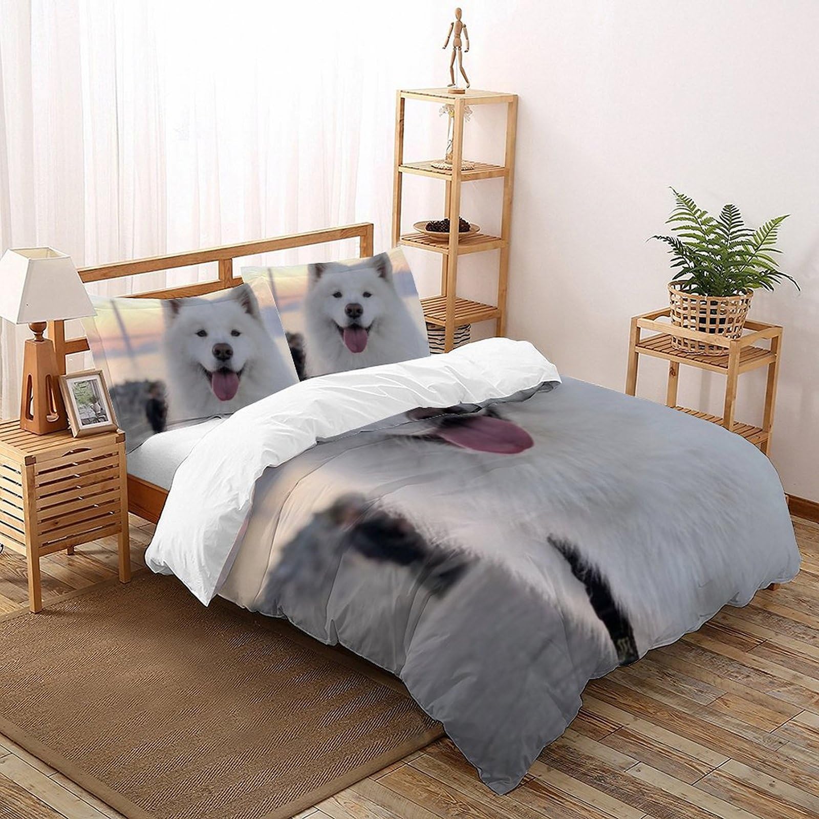 Housse de couette chiots 3D en microfibre pour chambre d'enfant