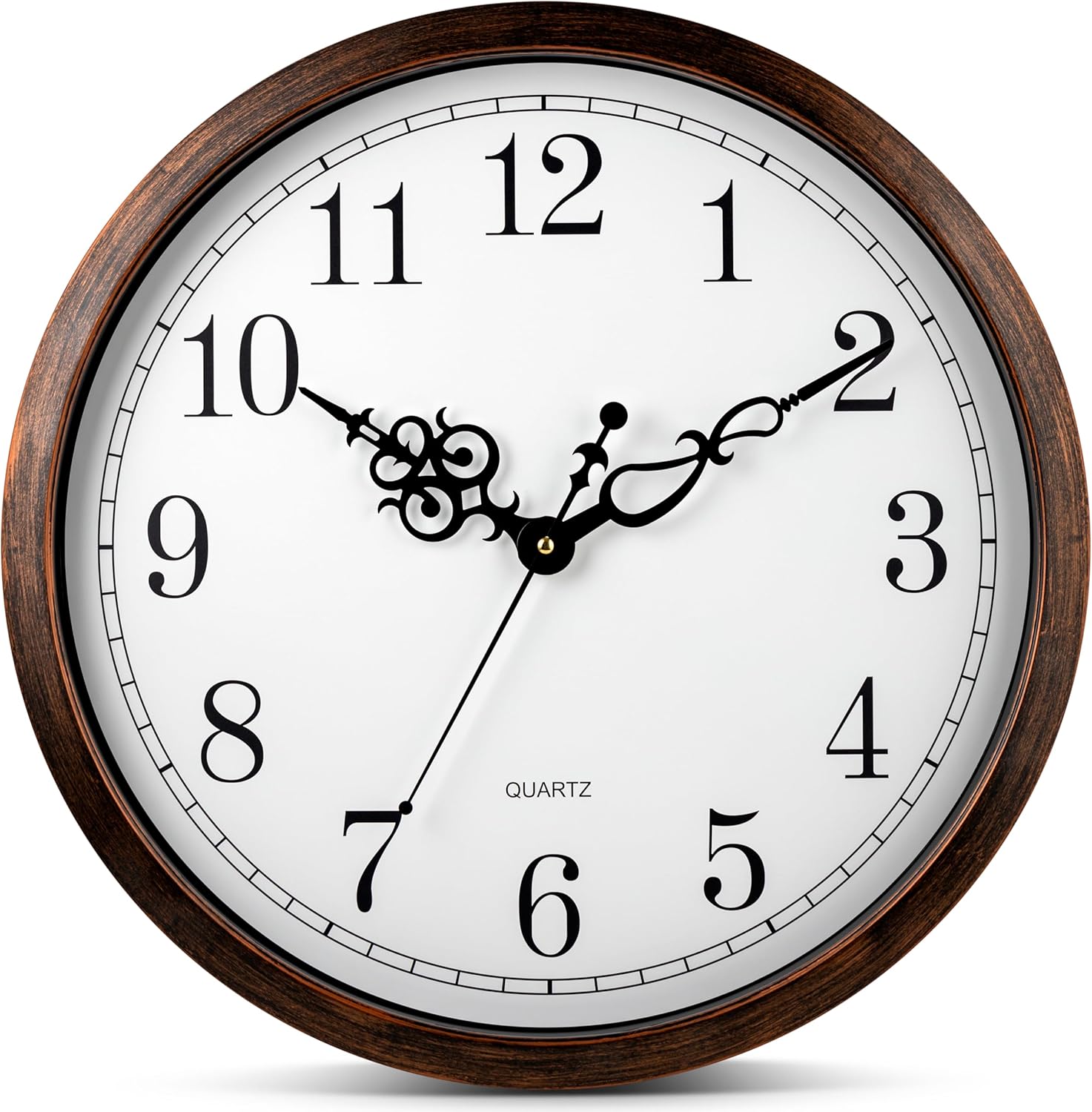 Bernhard Products Large Wall Clock 18 Inch Silent Non Ticking Movement Quartz Battery Operated Round Easy to Read Decorative Classic Brown Home/Kitchen/Office/Classroom/School Clocks, Black Numbers Classic 18 Inch