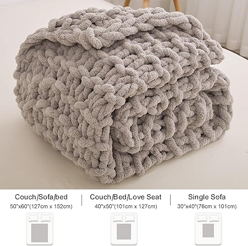 Miniatura 2 de Mooreeke Manta de punto grueso de 30 x 40 pulgadas, suave, lavable, acogedora manta de felpilla 100% hecha a mano con hilo de felpilla jumbo para