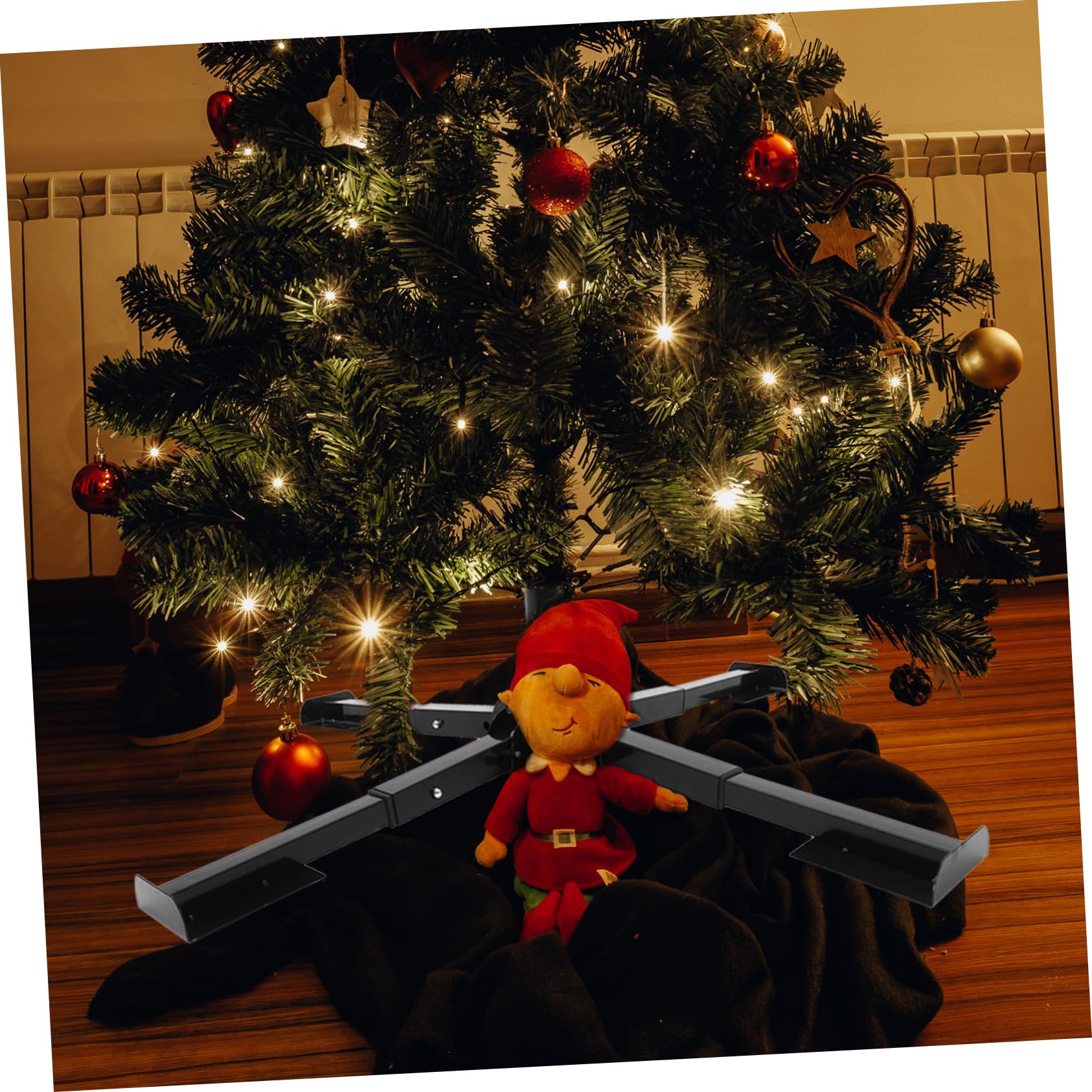 Soporte Hierro Base Árbol Navidad Duradero Decorativo Fácil Instalación