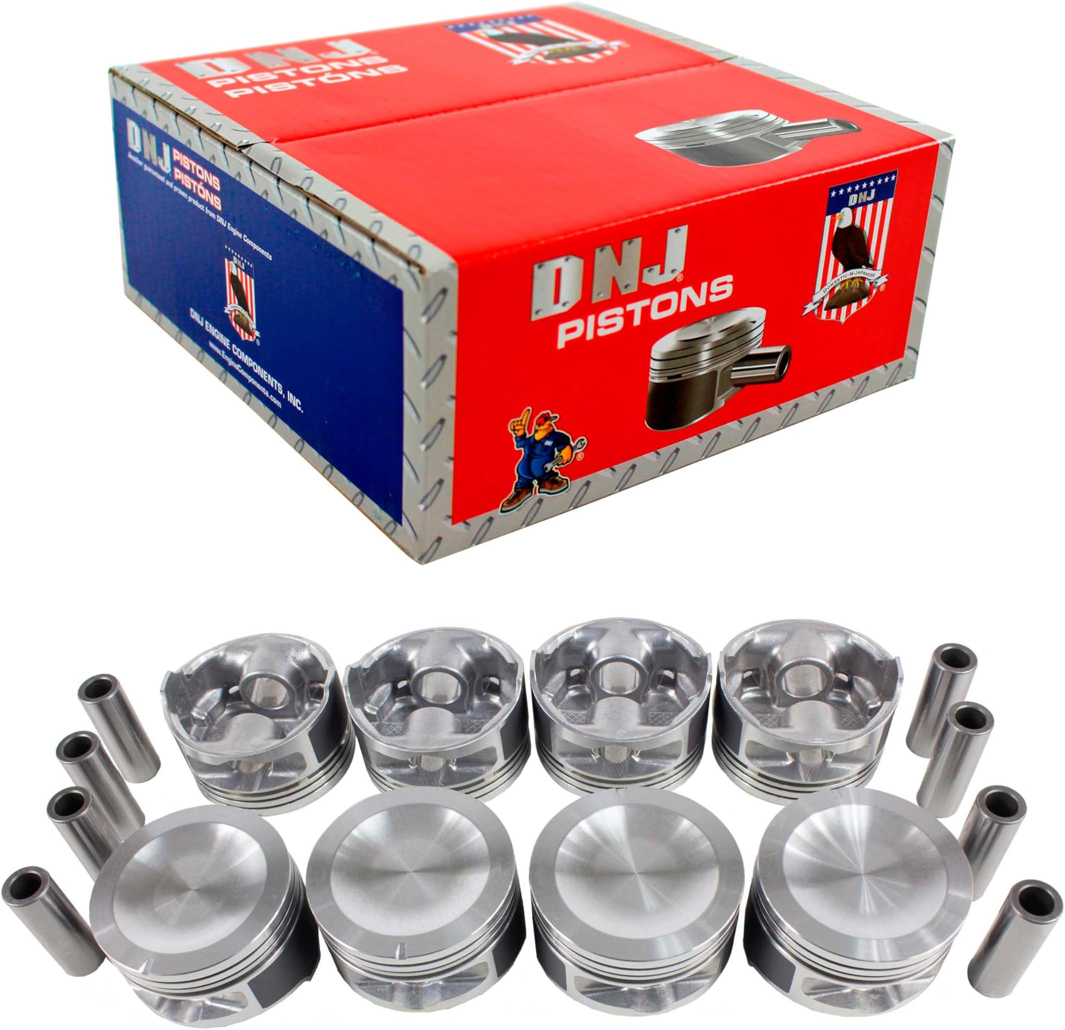 DNJ P4150 Piston Set Standard for 1991-2000 Ford, Lincoln, Mercury Cougar, Crown Victoria, E-150 Econoline 4.6L V8 16V SOHC 281cid