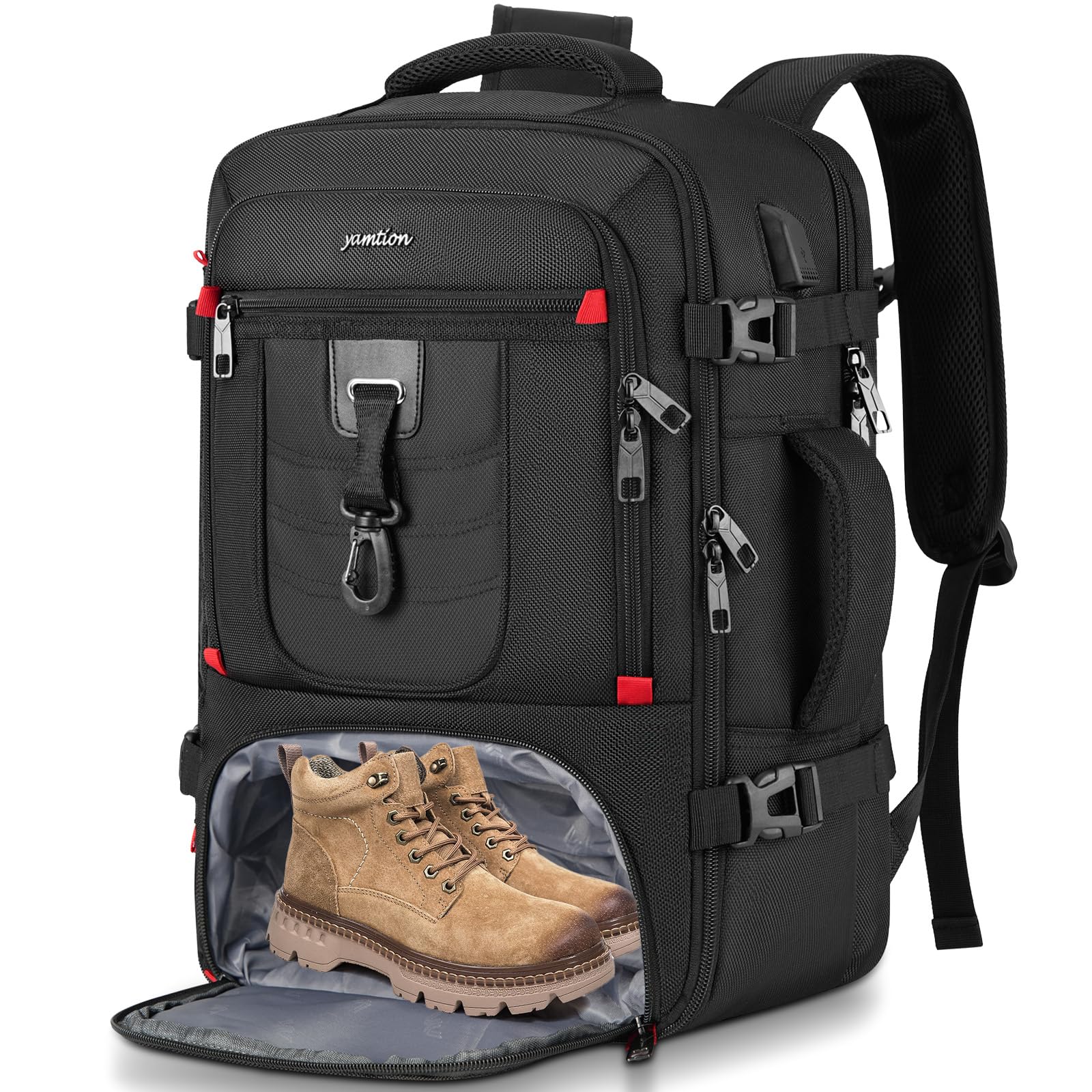 YAMTION Carry On Backpack for Men with Shoe Compartment,Travel Backpack with Laptop Compartment Airline Approved for Women,Weekender Bag for Workout