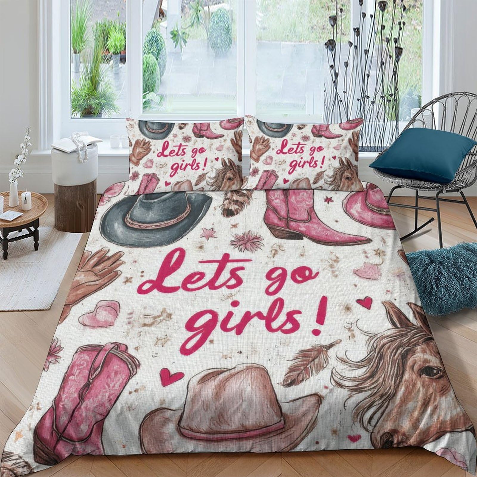 Ctjqhvkz Style-4 3D Printed Western Cowgirl Boots Fitted Sheet Microfiber Pink Cowboy Hat Bed Cover For Bedroom Dorm Decor Easy Care Single（135X200cm）
