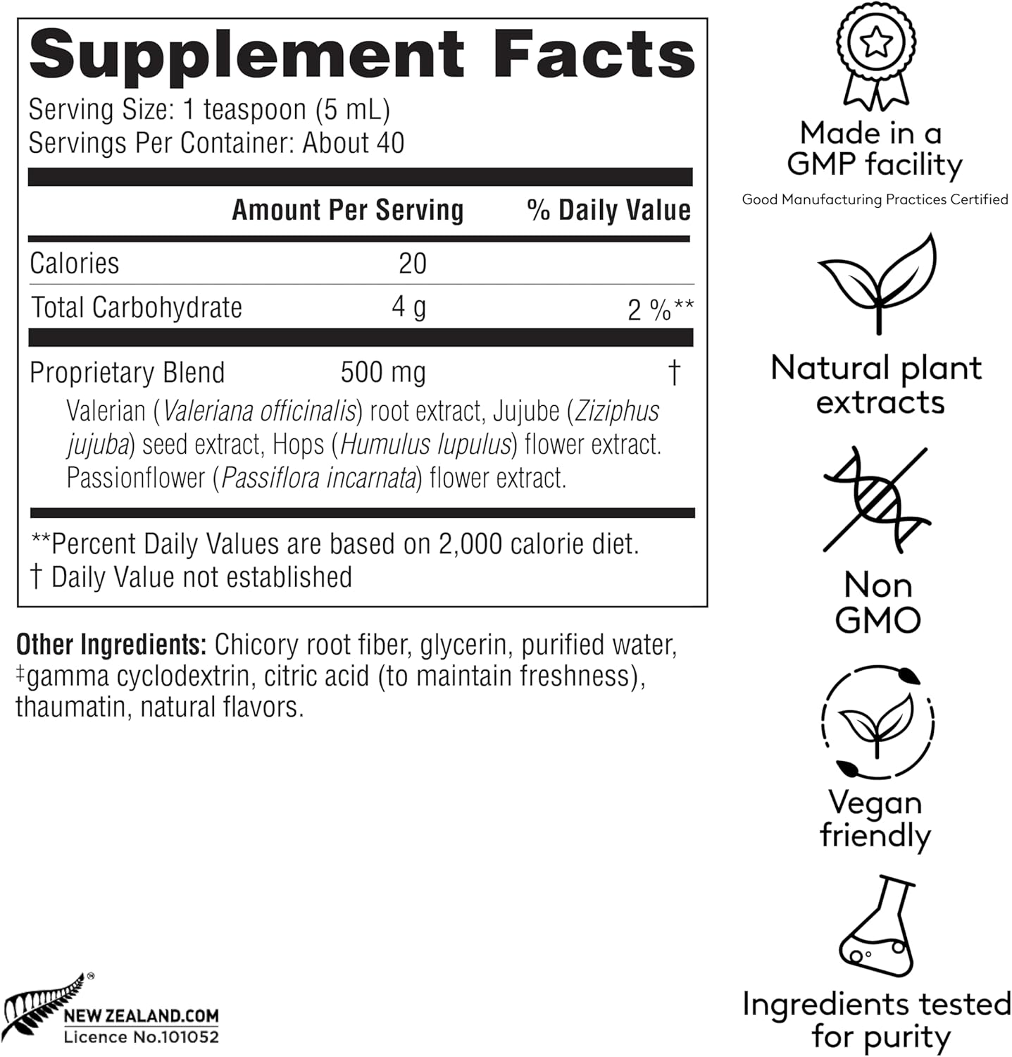 Calm & Sleep Syrup Supplement, Naturally Reduce Stress and Improve Sleep with Valerian Root, Hops Flower Extract, and Passionflower - 6.7oz