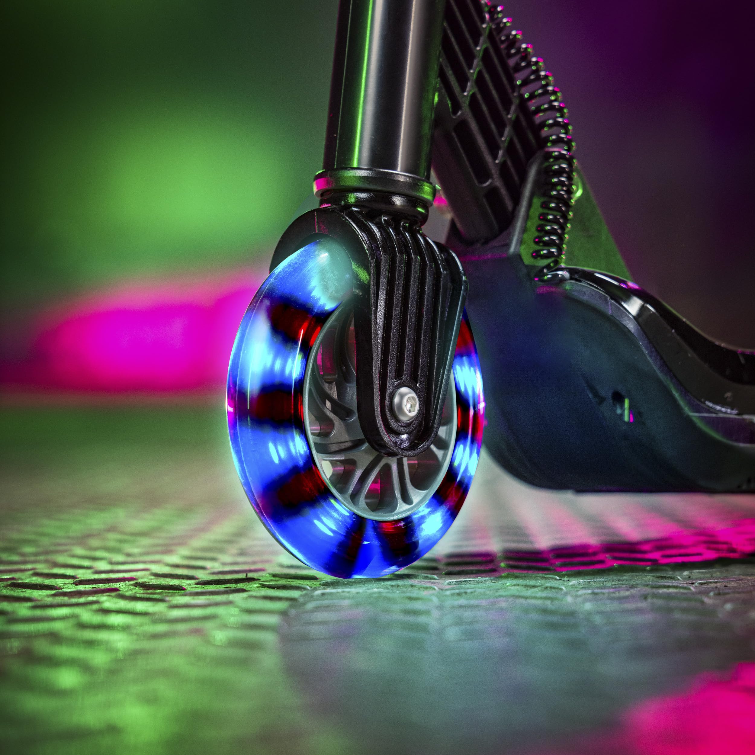 Xootz Kids Elements - Monopattino elettrico pieghevole, ruota con luci a LED e manubrio pieghevole, età 6+, colore: verde