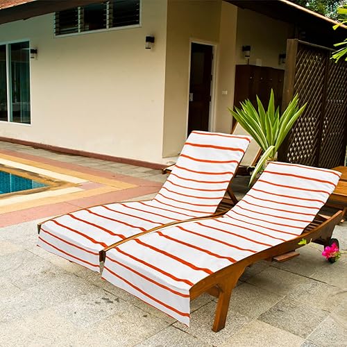 Miniatura 7 de Hedume Paquete de 2 fundas para tumbona, toalla clásica para tumbona, funda de silla de piscina para muebles de playa al aire libre, silla tumbona
