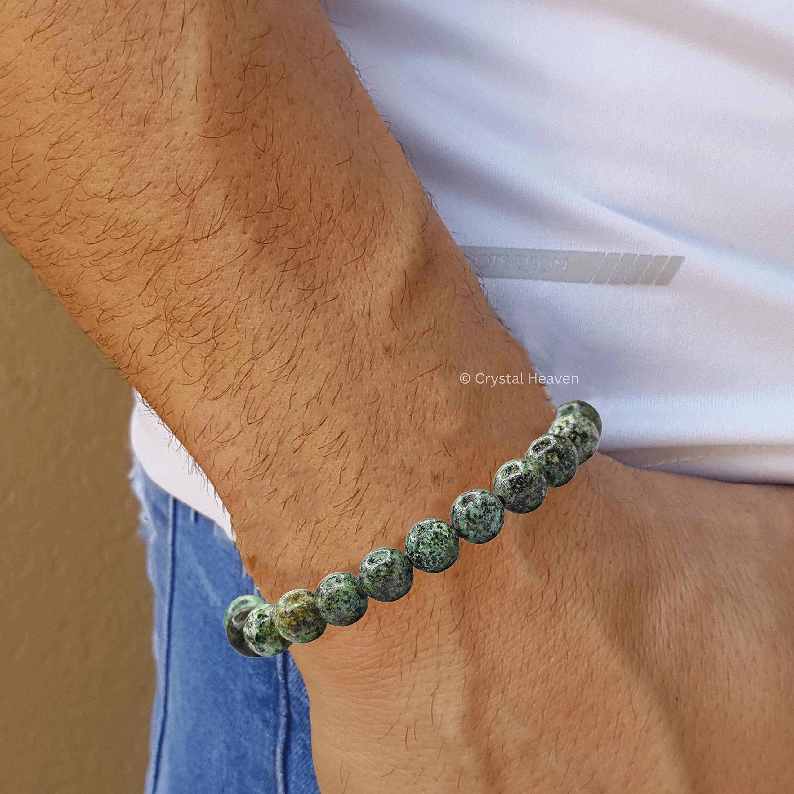 Crystal Heaven Crystal Heaven Certified Natural Healing Crystal Bracelet for Women Men - AAA Grade Original Healing Gemstone Adjustable Bracelet for Yoga Reiki Meditation Feng Shui (African Turquoise) 3