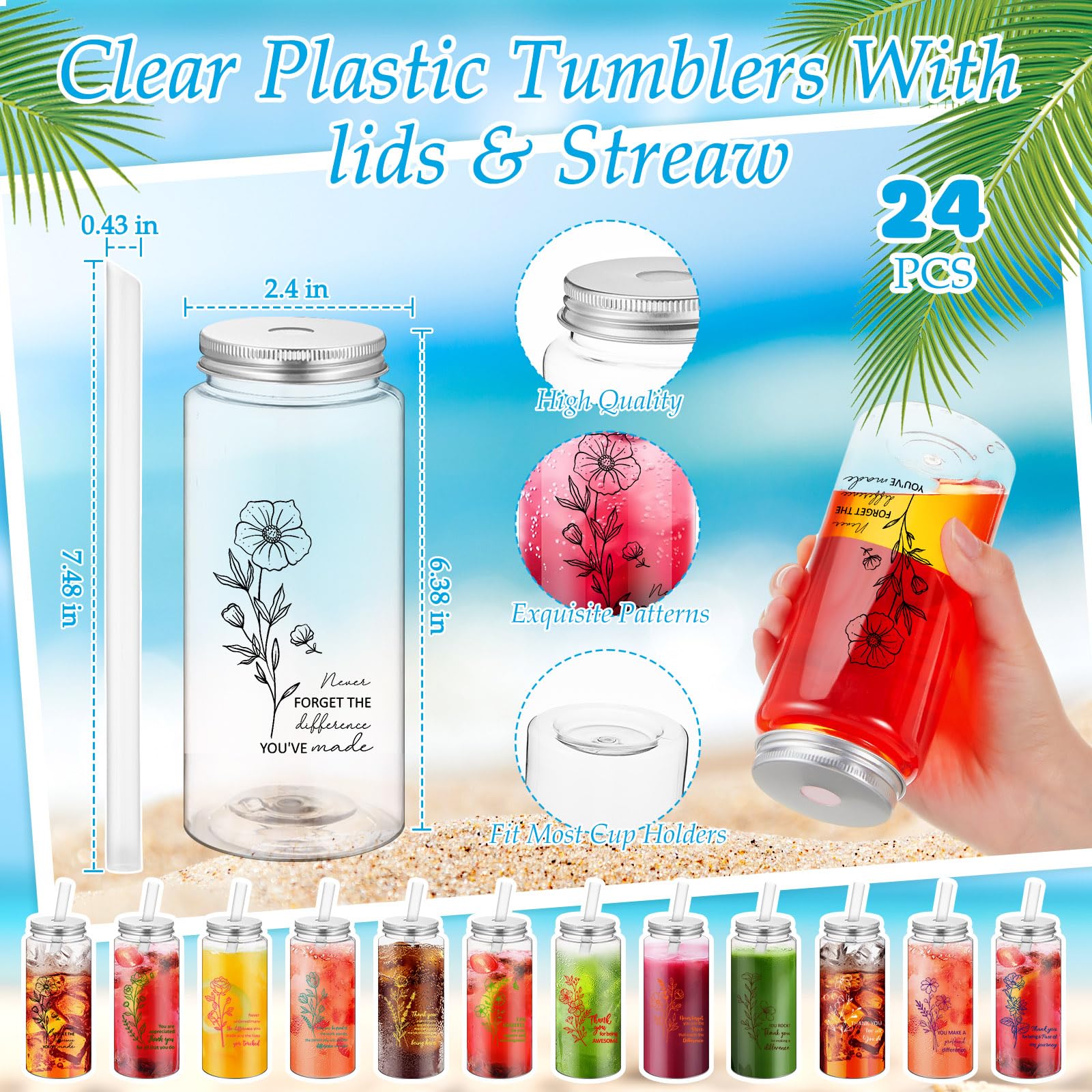 AmazingSpark 72 szt., prezenty z podziękowaniami dla pracowników, 400 ml, kubki z pokrywkami, słomki, inspirujące notatniki, motywacyjne długopisy dla zespołu, współpracownika, pielęgniarki, personelu