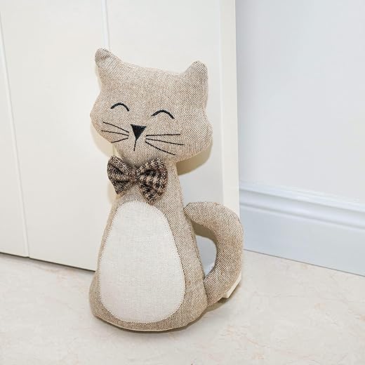 Marwood, Cute Home Office Weighted Door Stop Indoor Cat Shaped Fabric Animal Padded Decorative Floor Door Stop