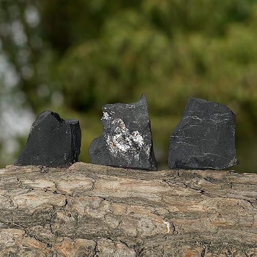 Miniatura 5 de Juego de 5 cristales de poder del signo del zodiaco, Shungite para purificación, blindaje, cuerpo celestial, 3 piedras curativas de forma natural