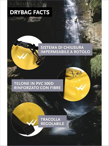 DonDon Dry Bag Borsa Impermeabile da 2l, 5l, 10l, 15l, 20l, 30l con Tracolla - 2