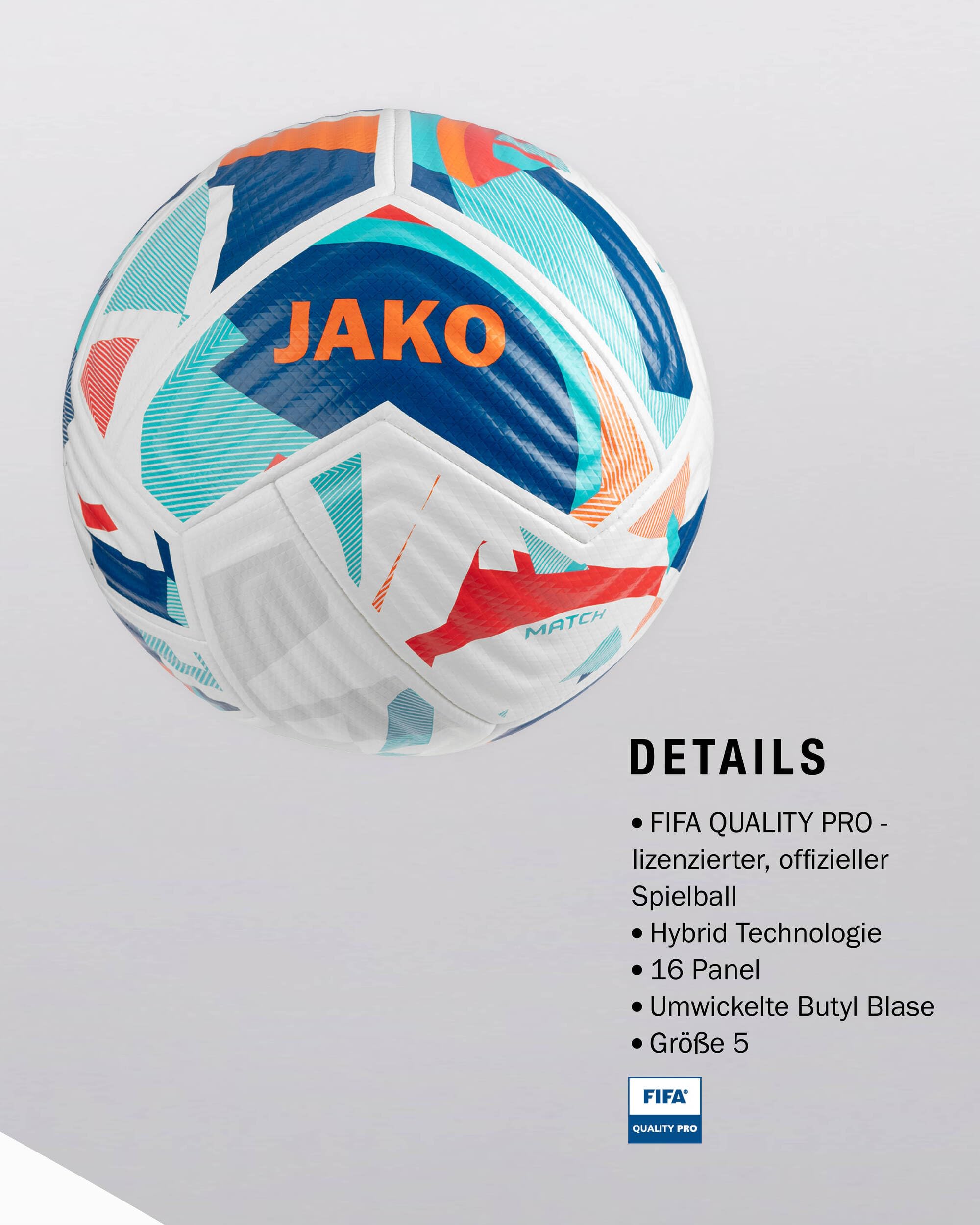 JAKO Spielball Flow, weiß/Navy/orange, 5