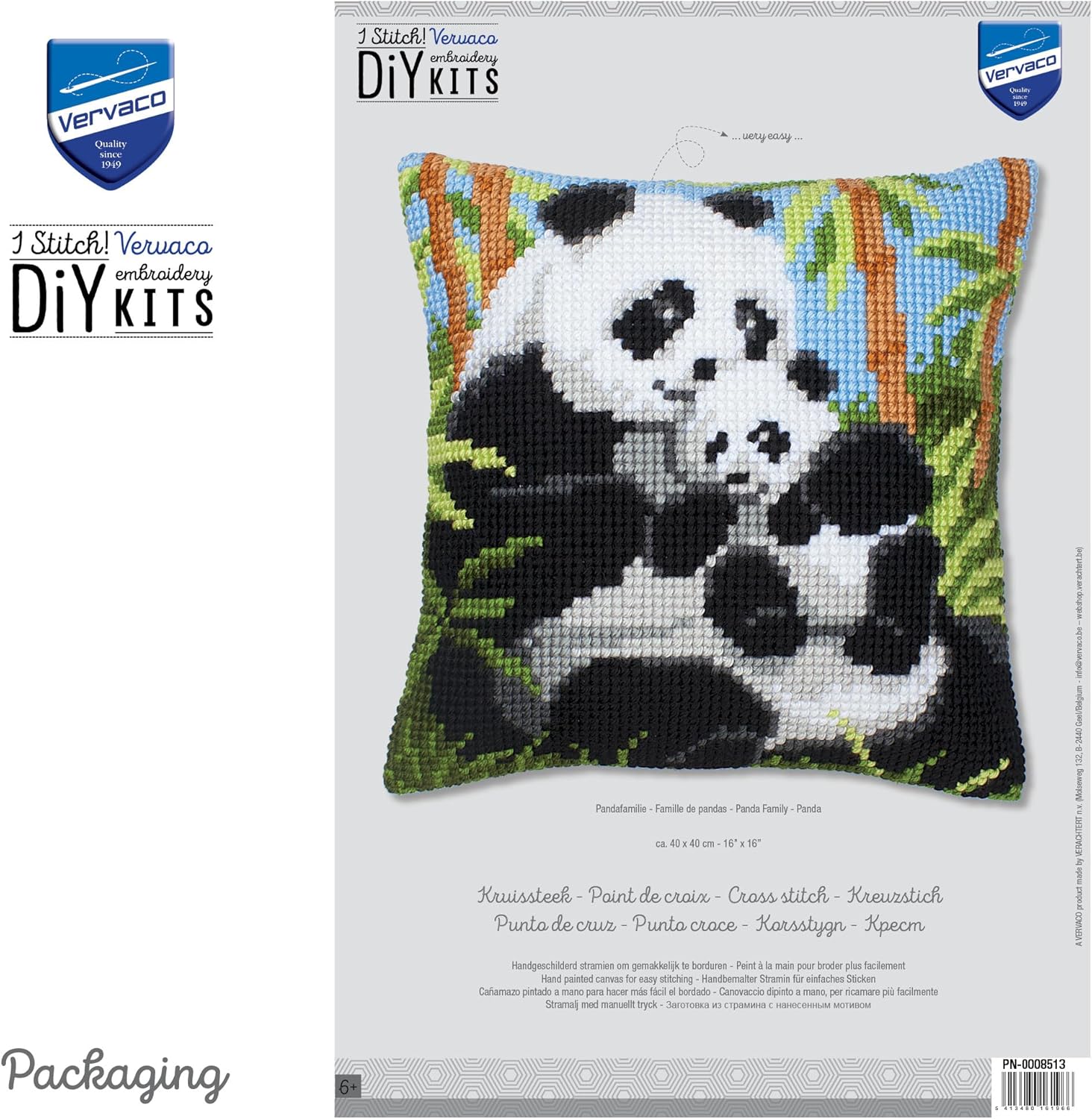 Vervaco Panda and Cub Cushion Front - Cross Stitch Kit