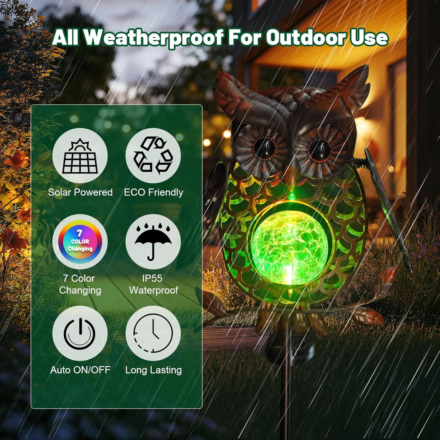 HONGLAND Solar Lights Outdoor Decor Waterproof, Solar Owl Garden Decorative Stake, Whimsical Gardening Gifts for Women Mom, Owl Outdoor Lights for Yard Patio Lawn Decor