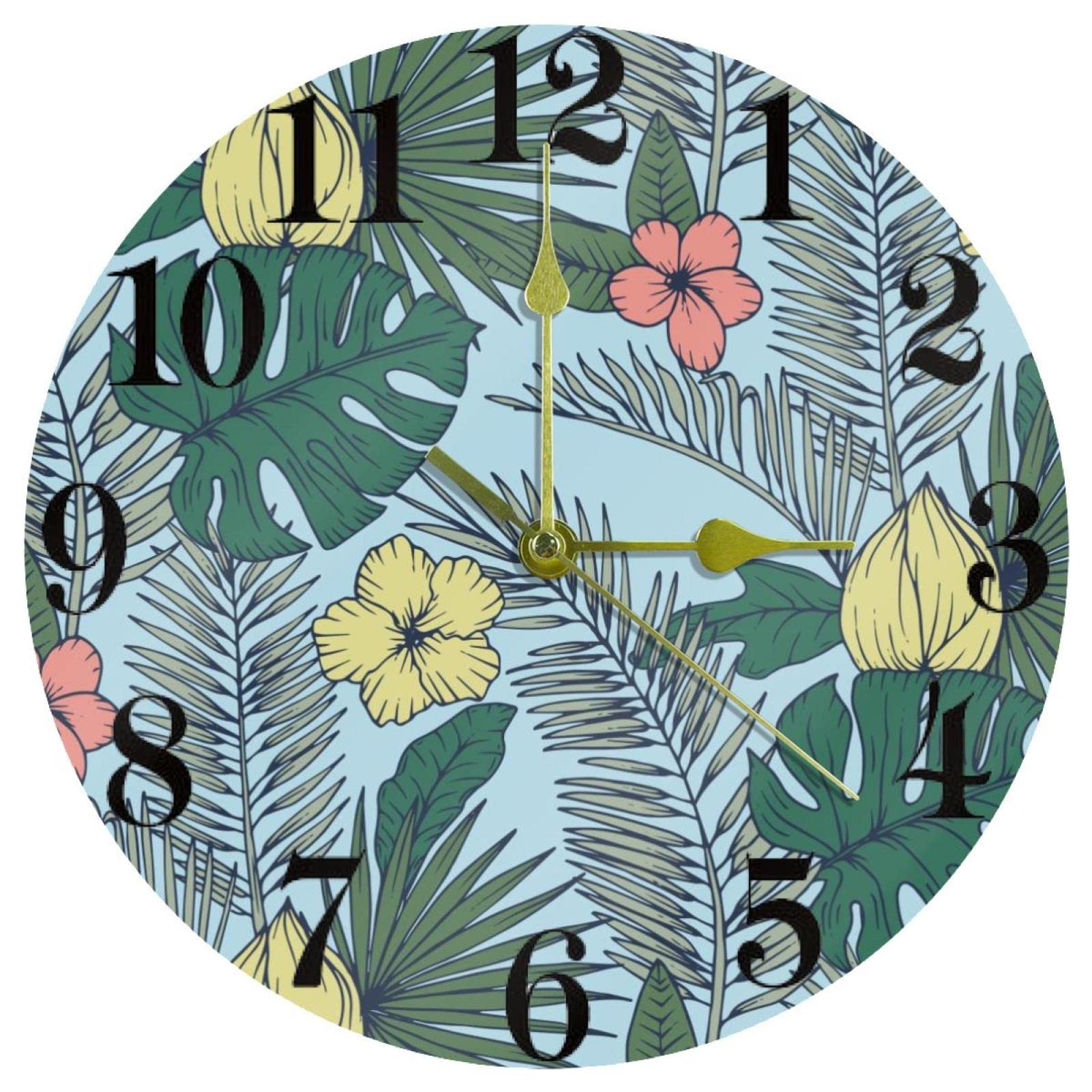 Horloge murale ronde fleurs rétro pour décorer la cuisine familiale