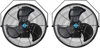 Tornado 2 Pack 20 Inch Outdoor Rated IPX4 Water-Resistant High Velocity Fan Industrial Workstation Wall Mount Fan For Commercial, Industrial, Greenhouse Use 3 Speed 4750 CFM UL Safety Listed