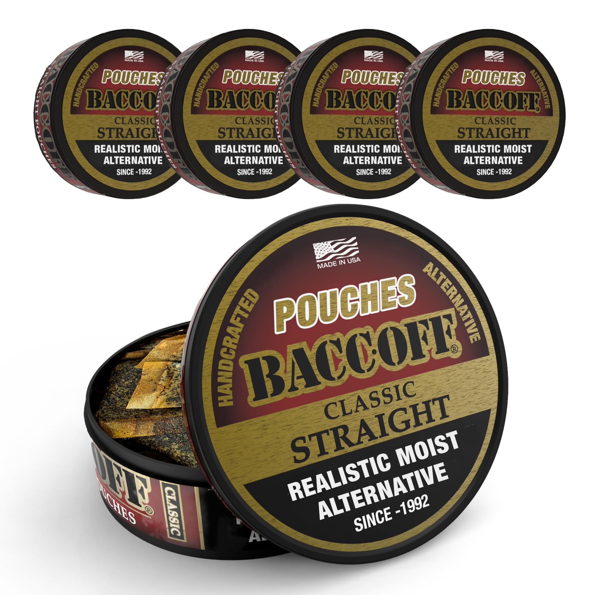 Amazon.com : 5 Cans, BaccOff Straight Pouches, Black Tea Base with Savory  and Bold Flavors, 16 Pouches Per Can : Health & Household
