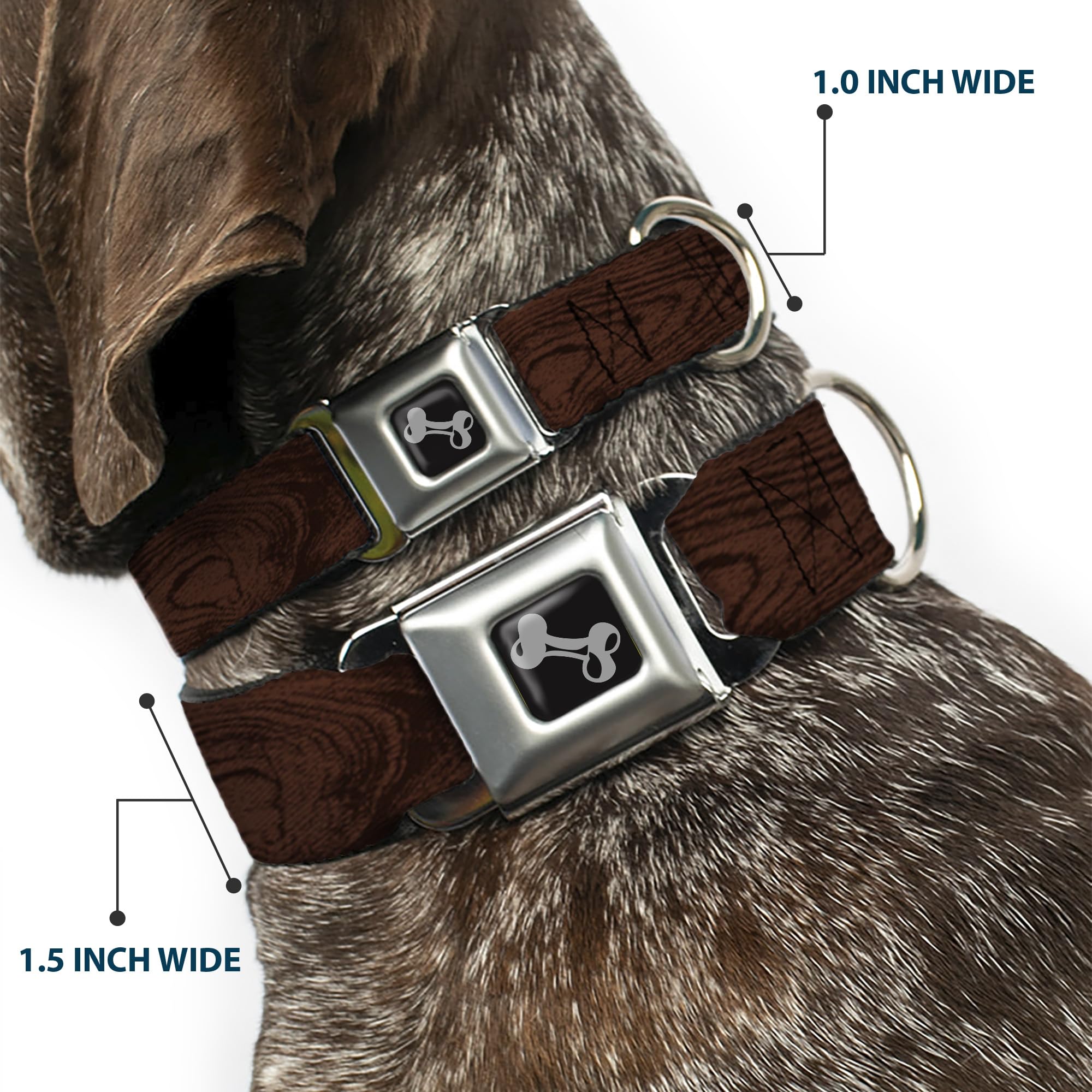 Buckle-Down Obroża dla psa z drewna orzechowego 33-45 cm, szeroka mała