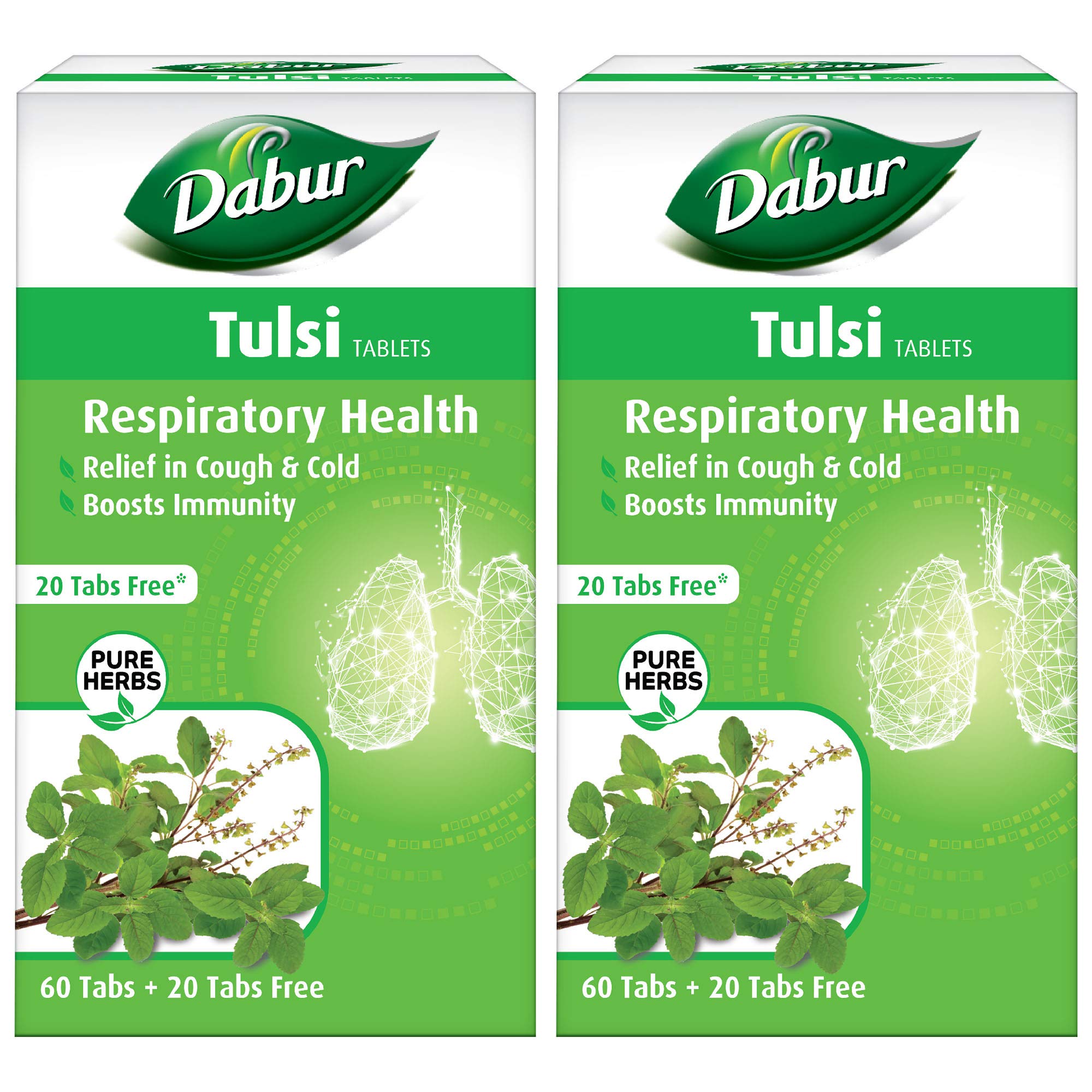 DABUR Tulsi Tablets - Respiratory Health | Boosts Immunity | Provides Relief in Cough & Cold - 60 + 20 Tablets Free (Pack of 2) (B08K8HRPPB) Amazon Price History, Amazon Price Tracker