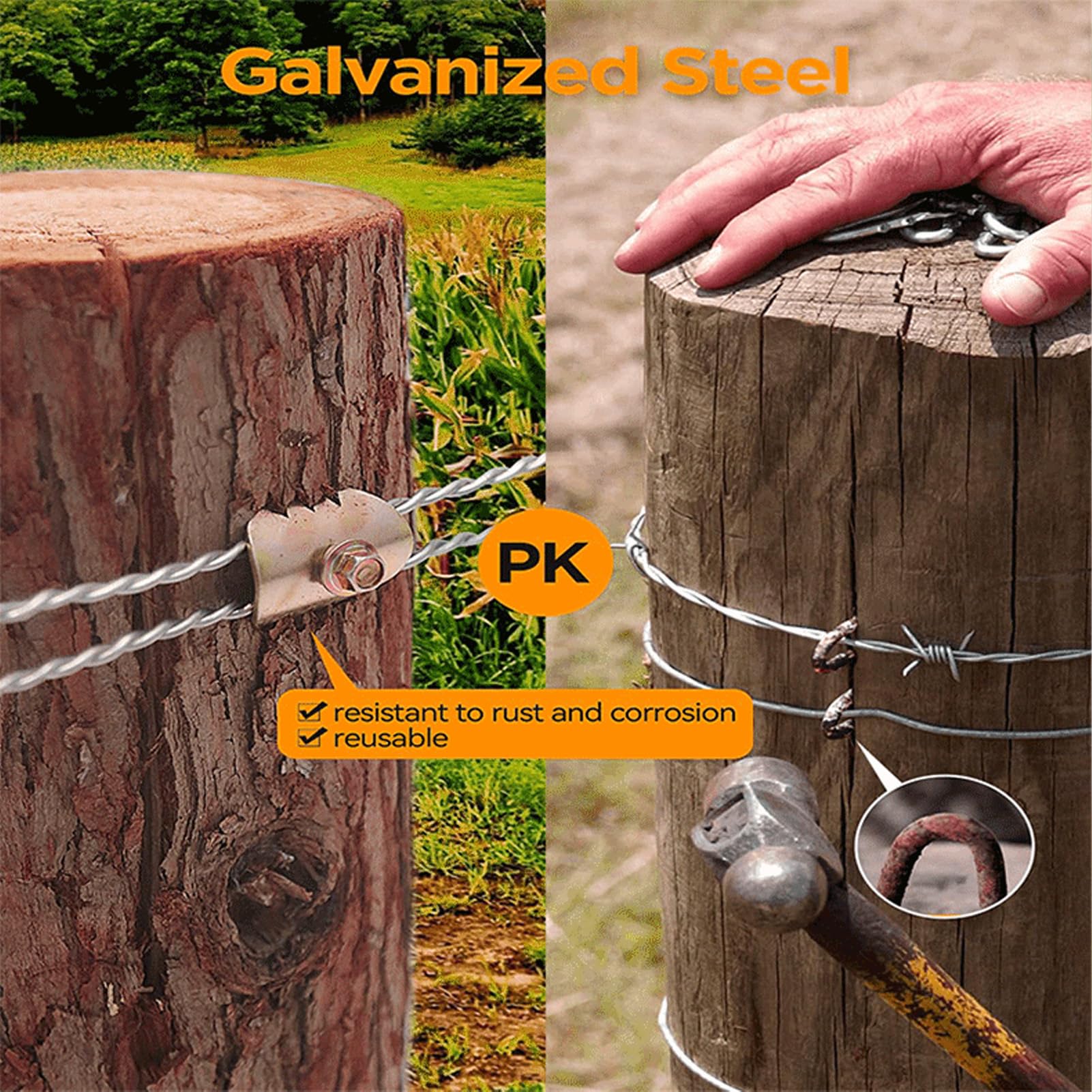 Drahtzaun-Heftklammer, 100pcs Cat's Claw Fasteners Nägel Ersetzt die gemeinsame Fechten Klammer Kohlenstoffstahl verzinkt rostfrei Zaunnägel Befestigungselemente für Maschendraht